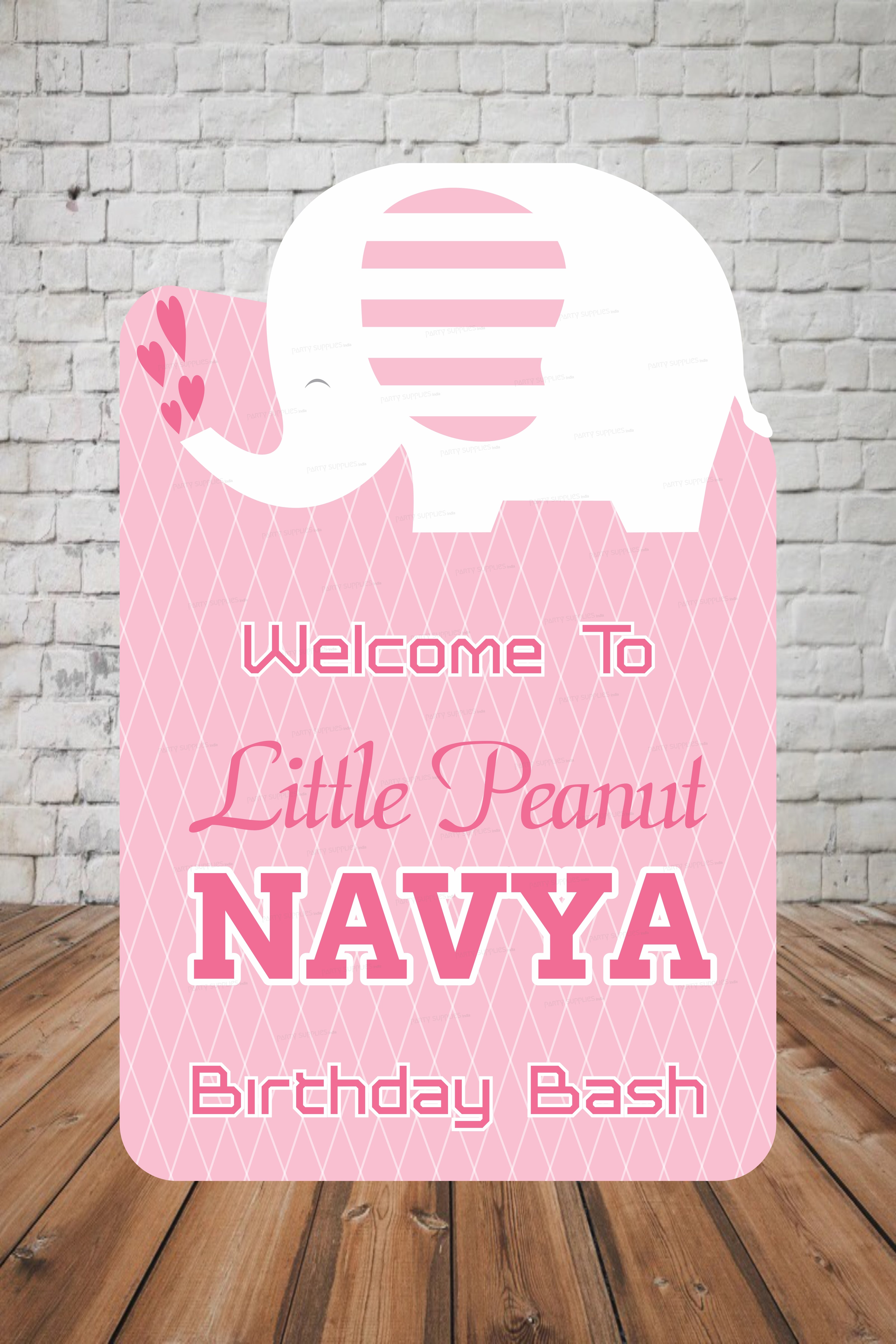 Pink Elephant Theme Customized Welcome Board - image 2 of 3 | Party Supplies India