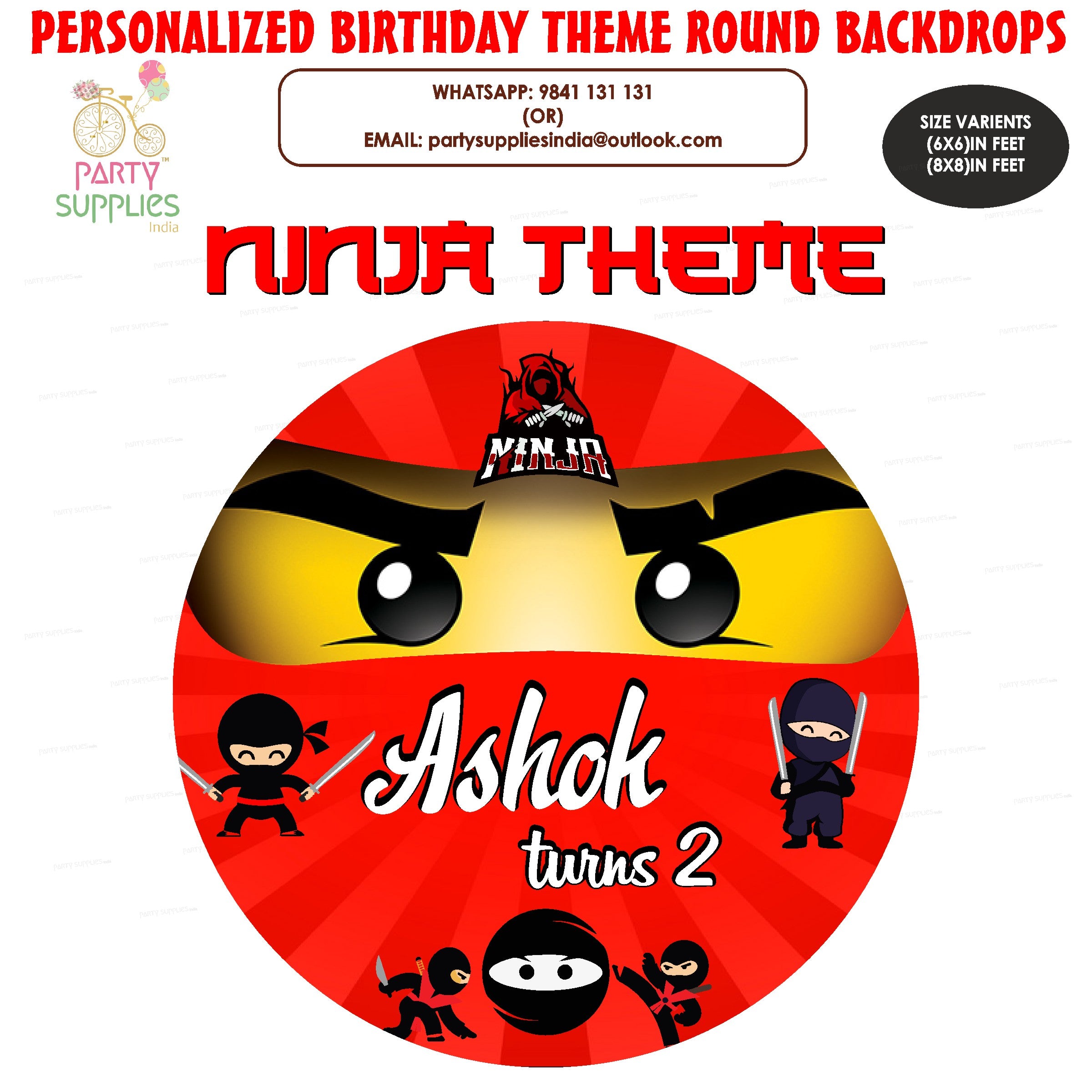Ninja Theme Customized Round Backdrop - image 1 of 4 | Party Supplies India