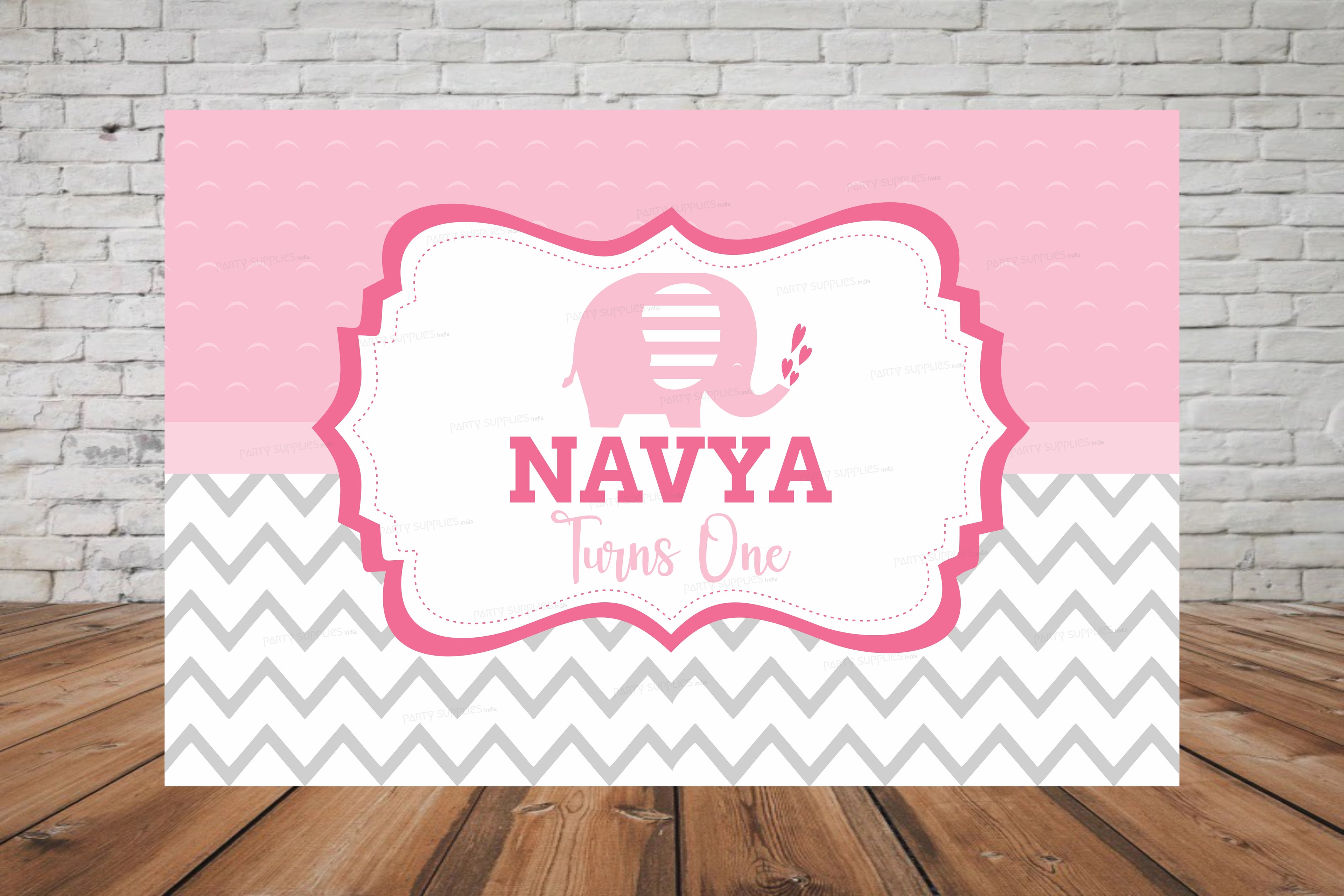 Pink Elephant Theme Customized Backdrop