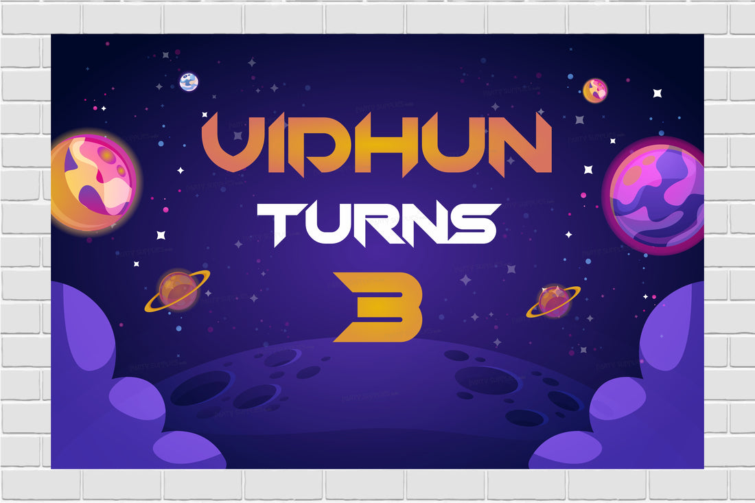 Space Theme Personalized Backdrop