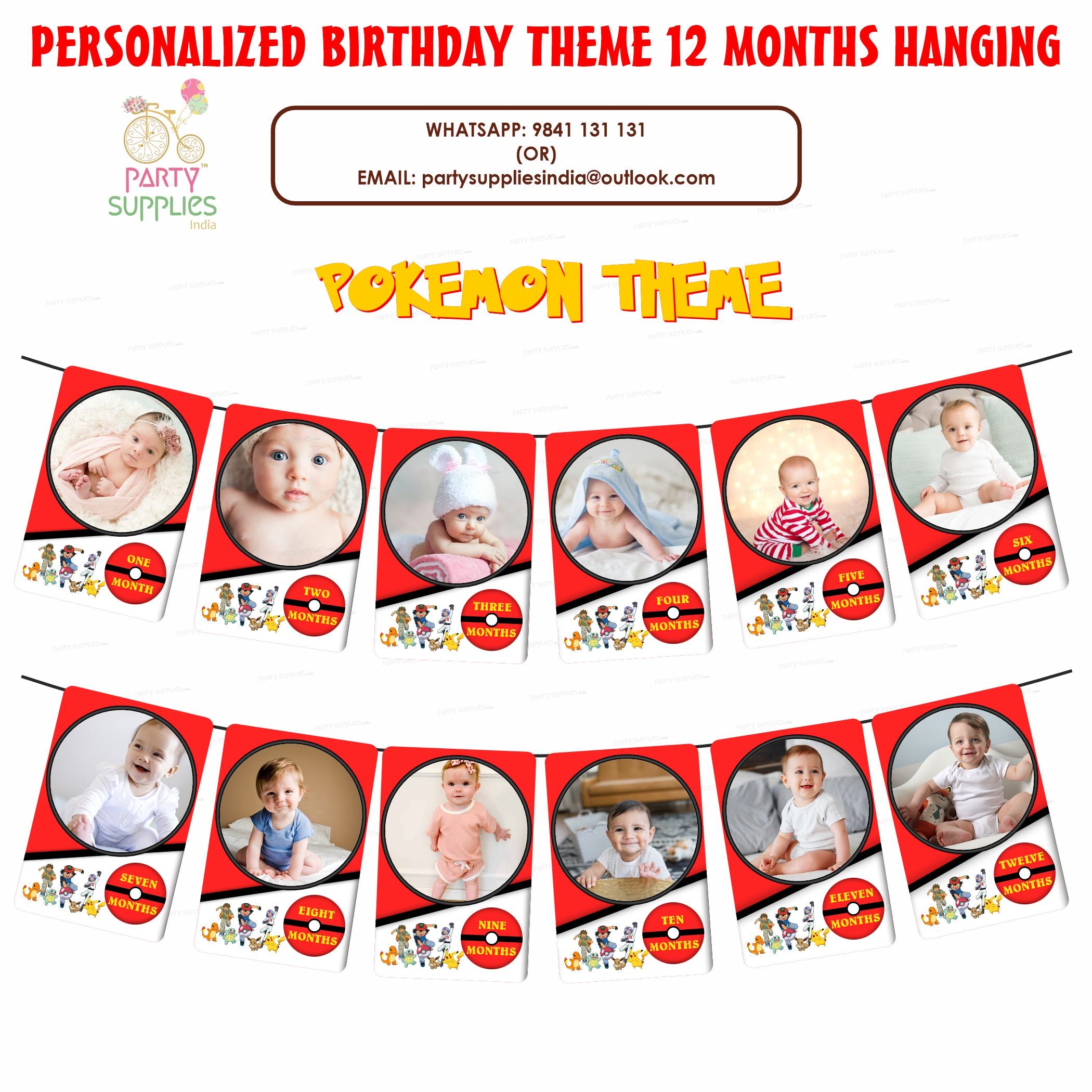 Pokemon Theme 12 Months Photo Banner