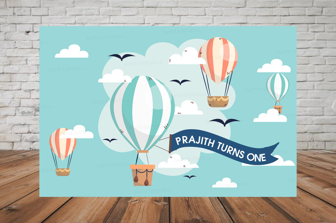 Hot Air Theme Boy Personalized Backdrop