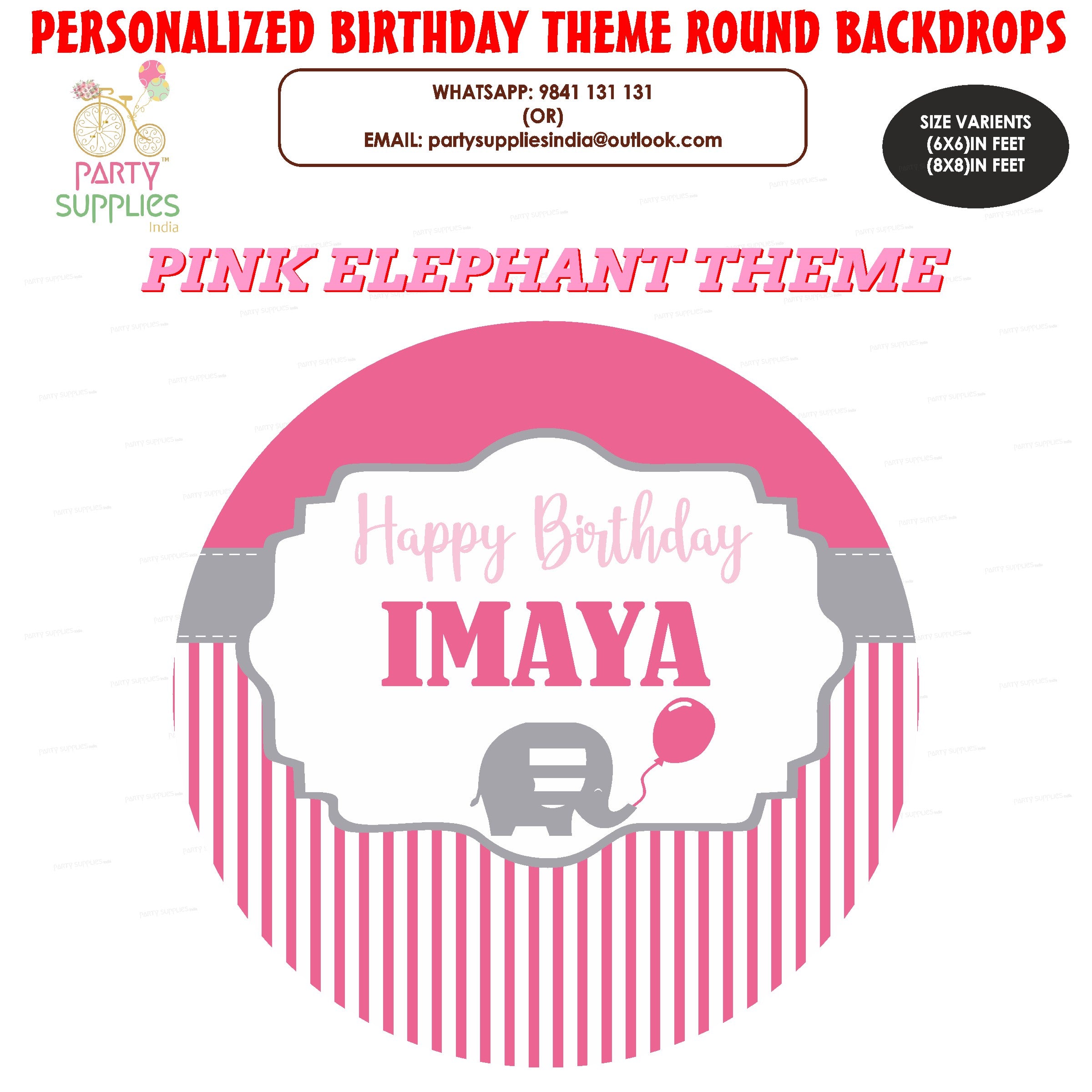 Pink Elephant Theme Round Backdrop - image 1 of 4 | Party Supplies India