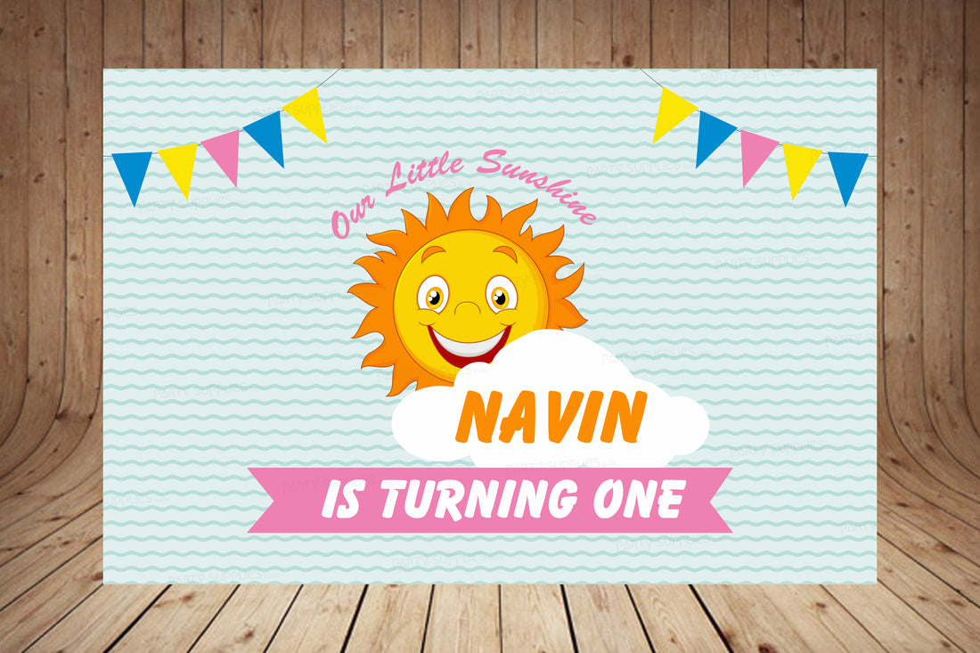 Sunshine Theme Boy Personalized with Name Backdrop