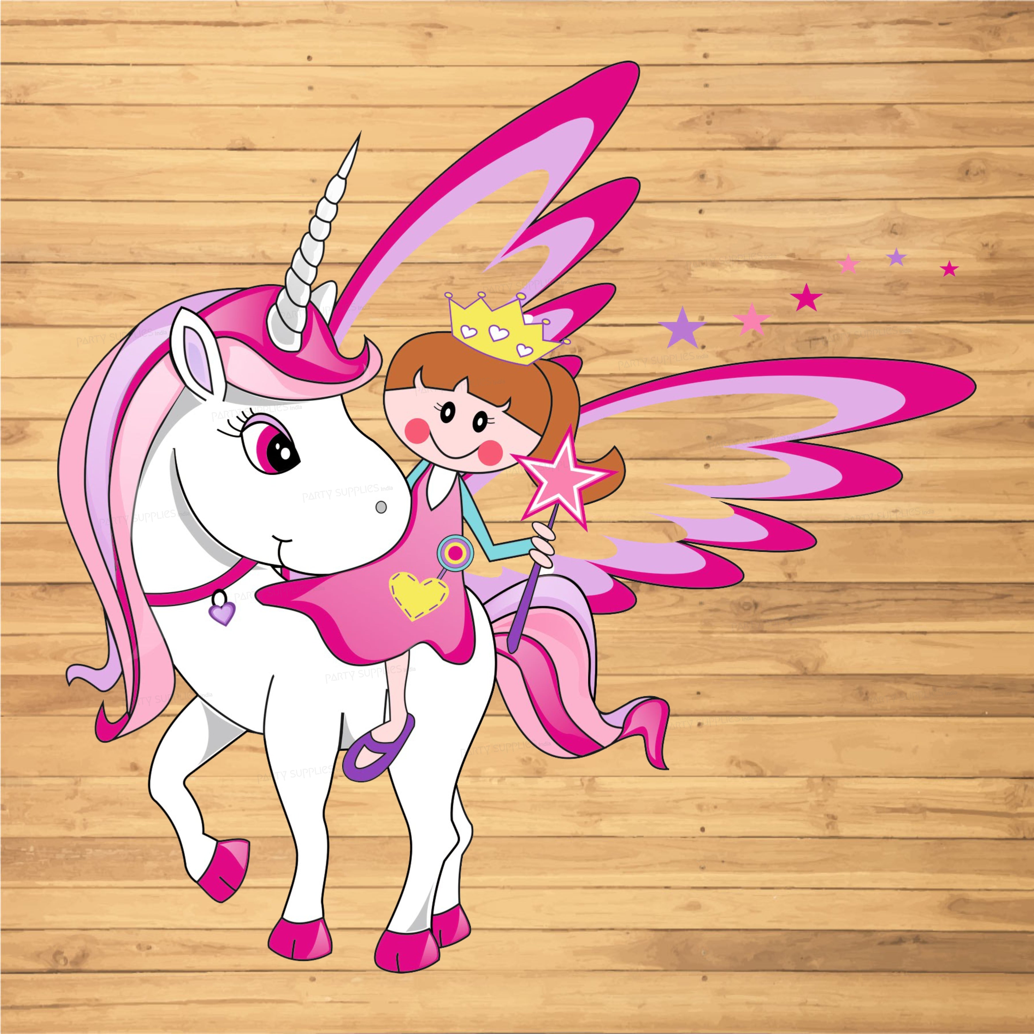 Unicorn Theme Girl and Horse Cutout