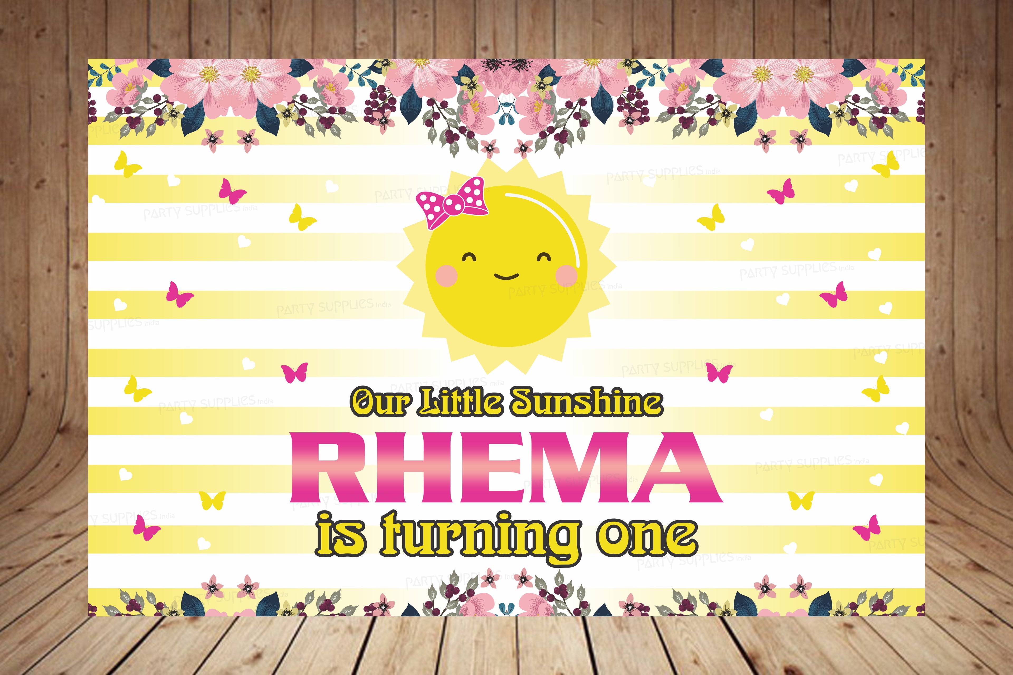 Sunshine Theme Girl Personalized Backdrop