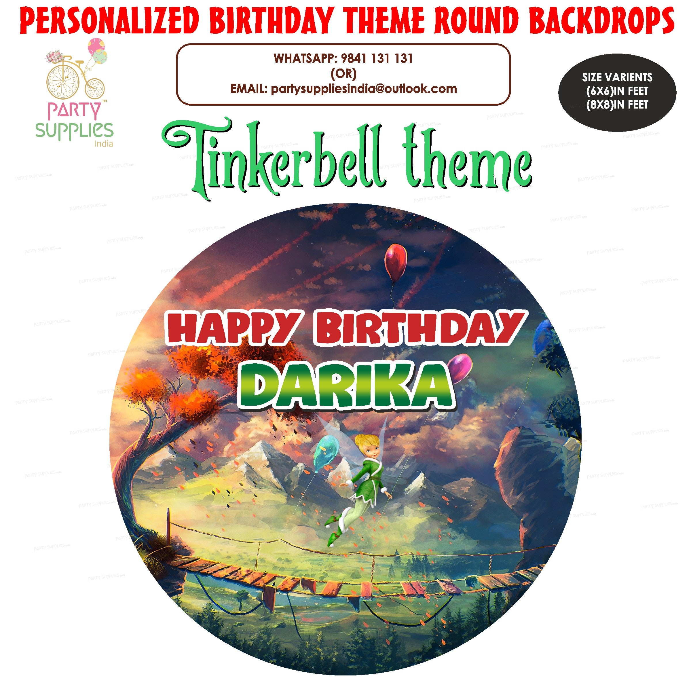 Tinker Bell Theme Round Backdrop - image 1 of 4 | Party Supplies India