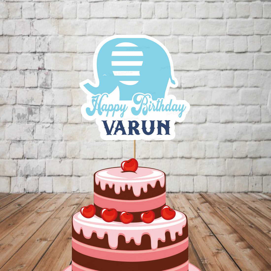 Blue Elephant Theme Cake Topper