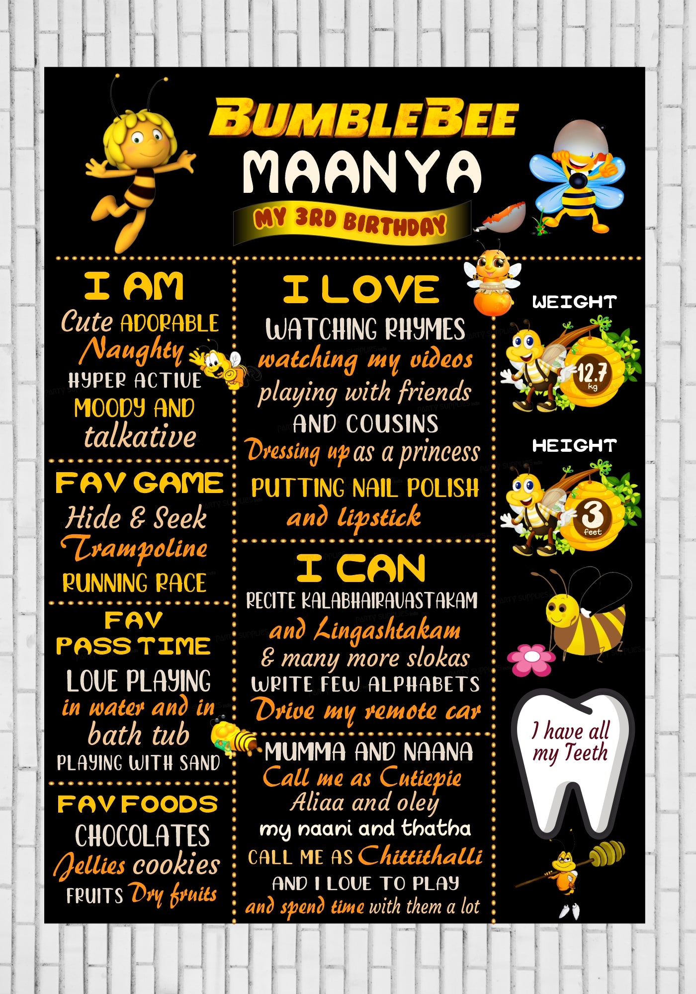 Bumble Bee Theme Chalk Board