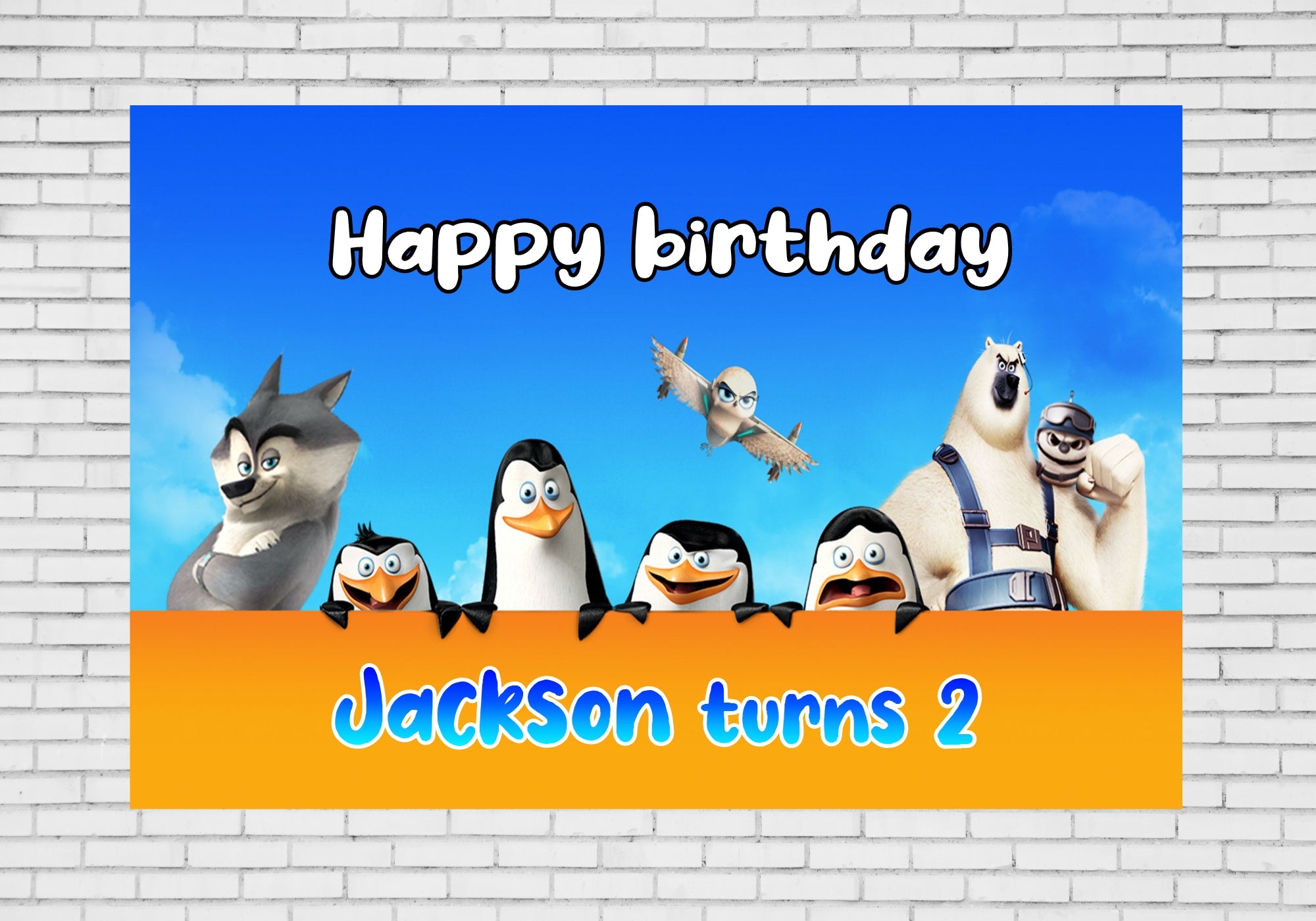 penguin Personalized Theme Backdrop