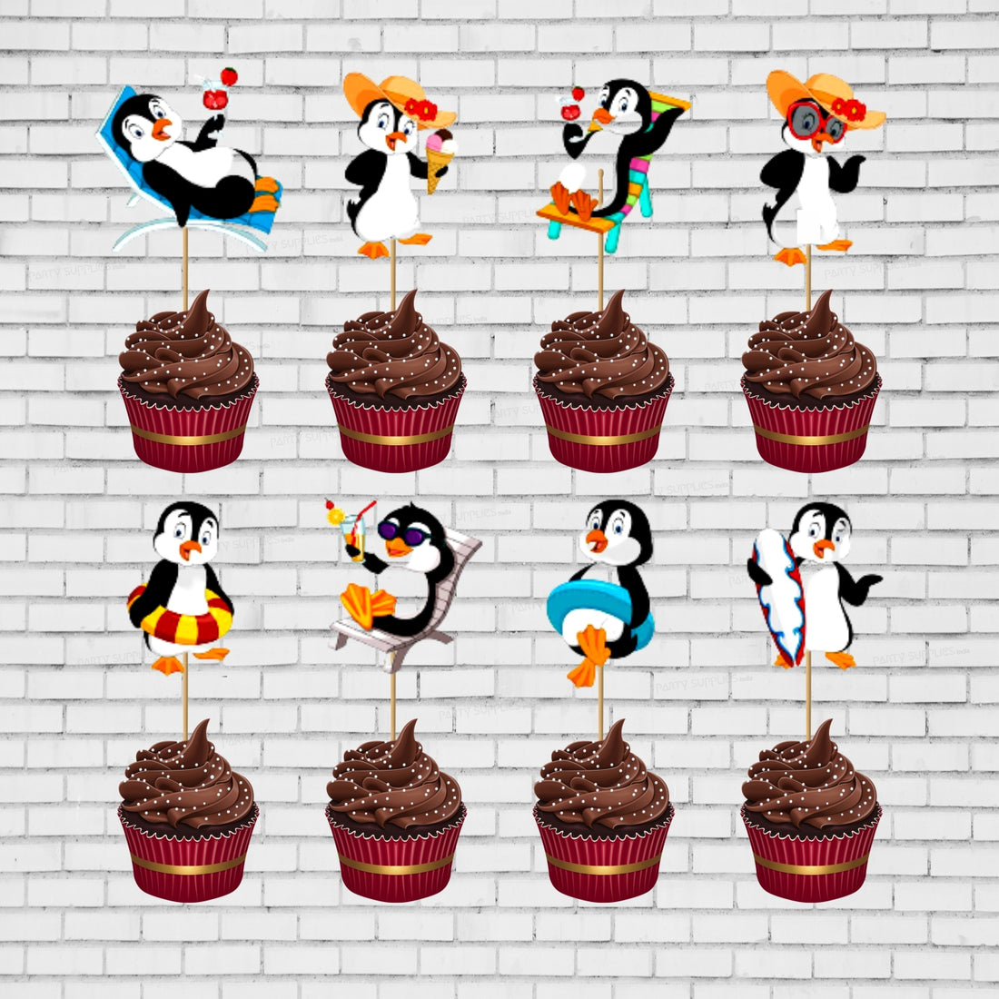 Penguin Theme Classic Cup Cake Topper