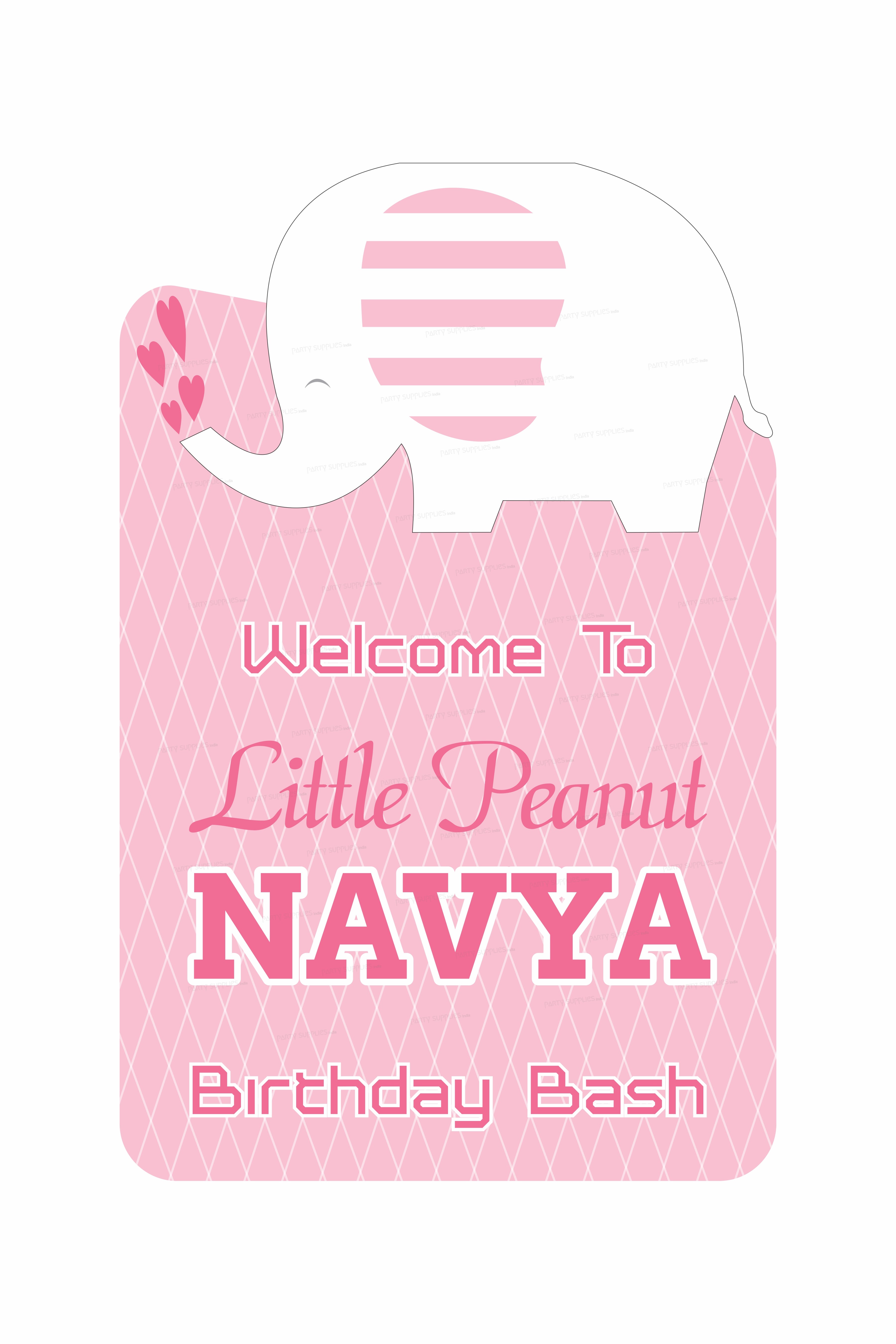 Pink Elephant Theme Customized Welcome Board - image 1 of 3 | Party Supplies India