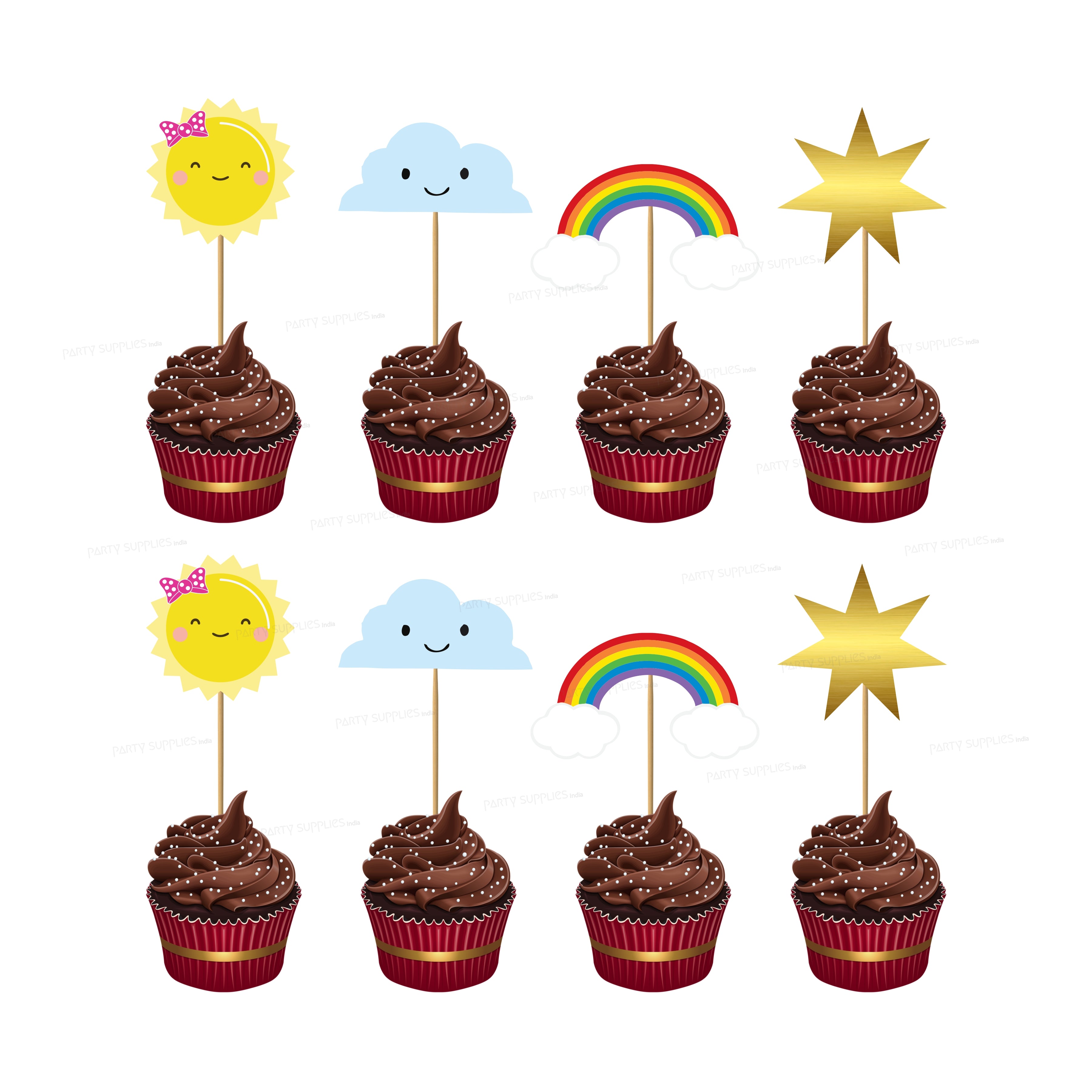 Sunshine Theme Girl Cupcake Topper