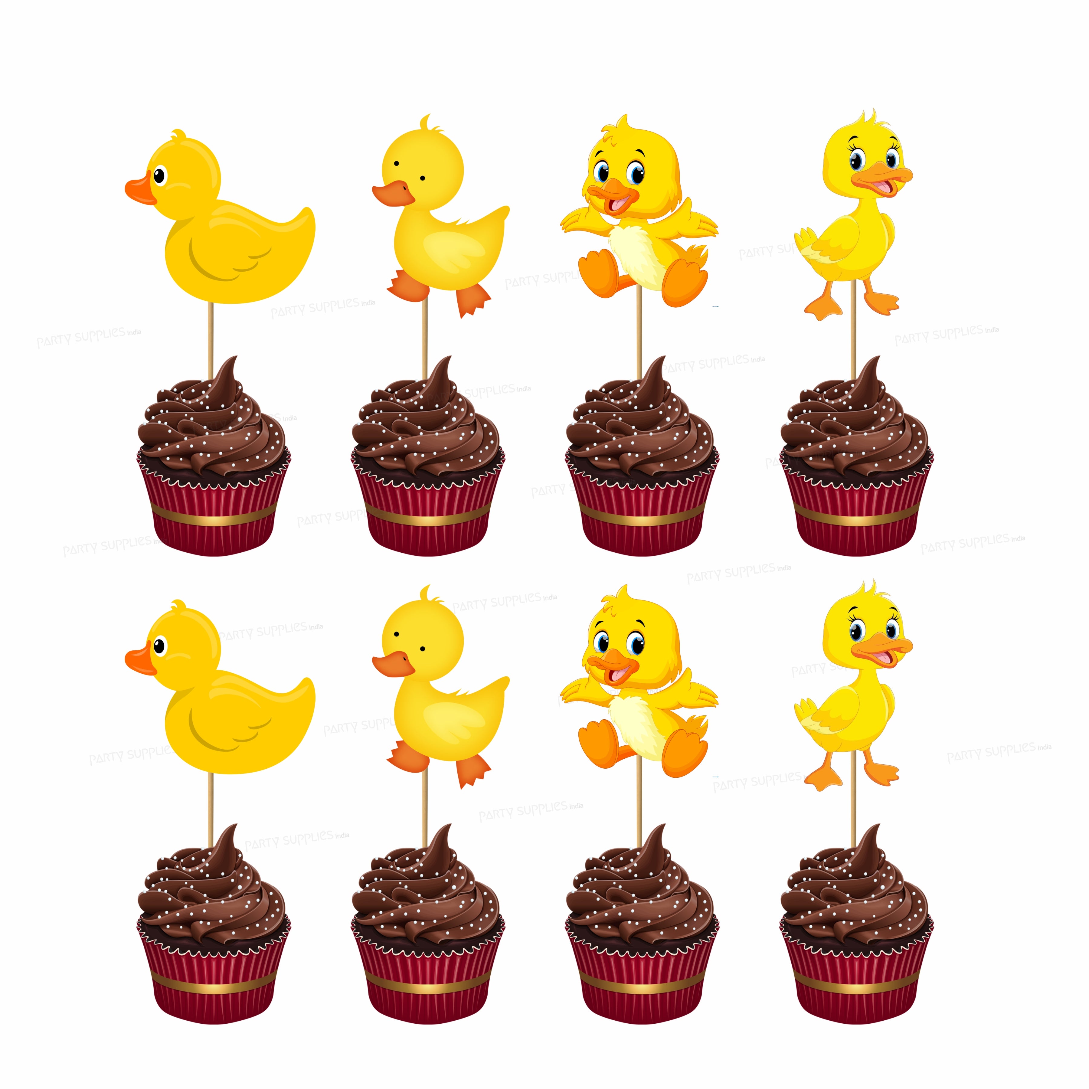 Duck Theme boy Stick Cupcake Topper