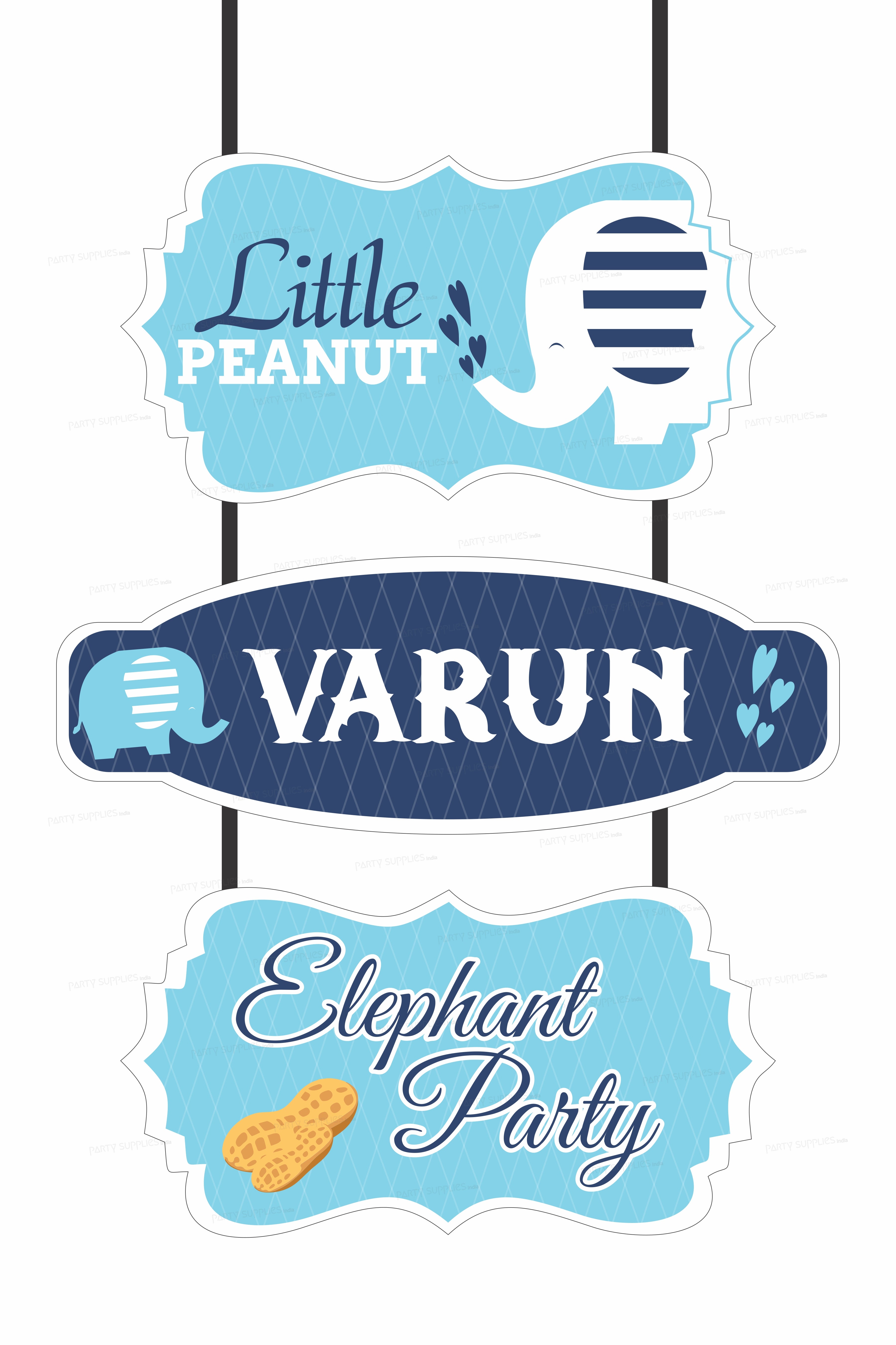 Blue Elephant Theme Door Poster