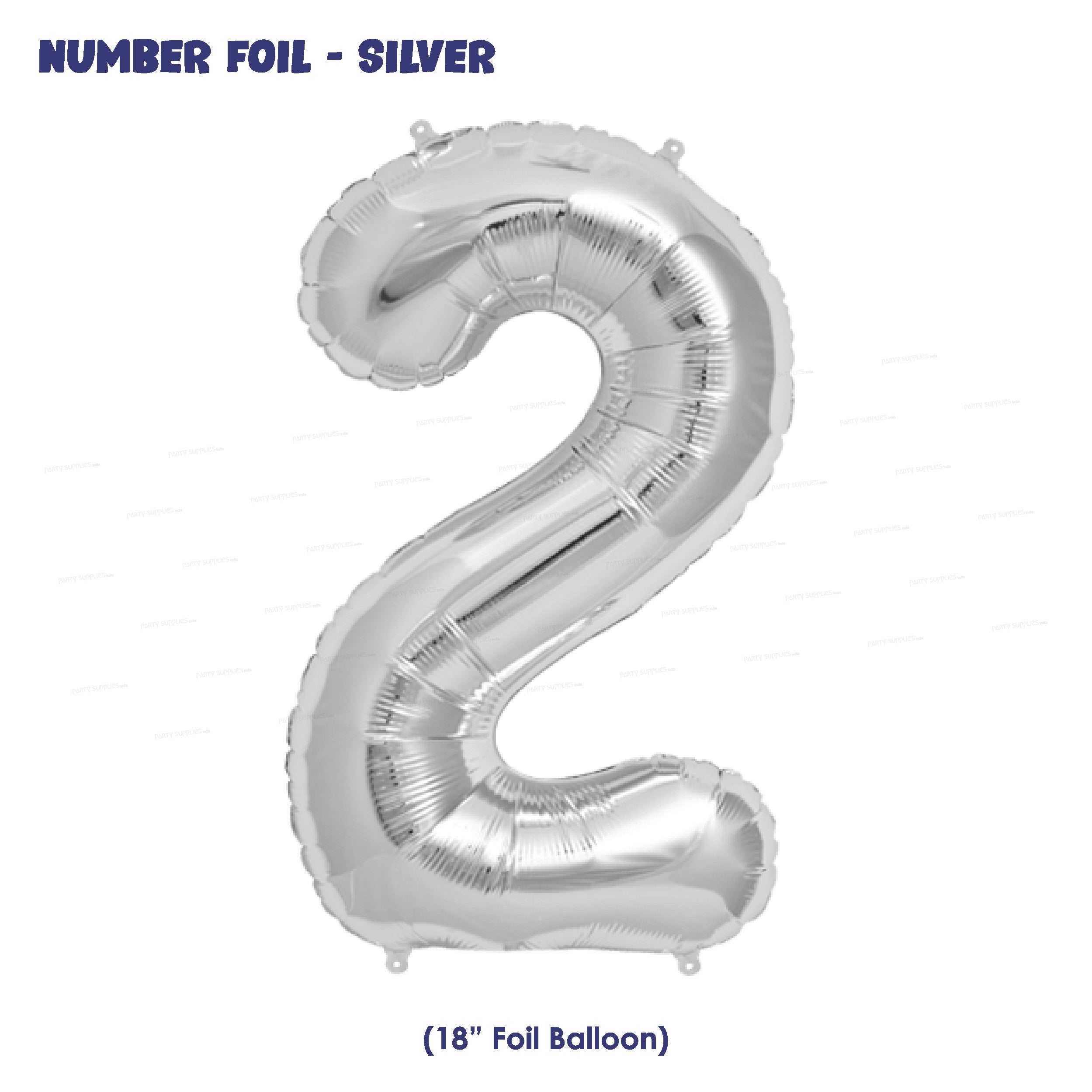 Number 2 Premium Silver Foil Balloon