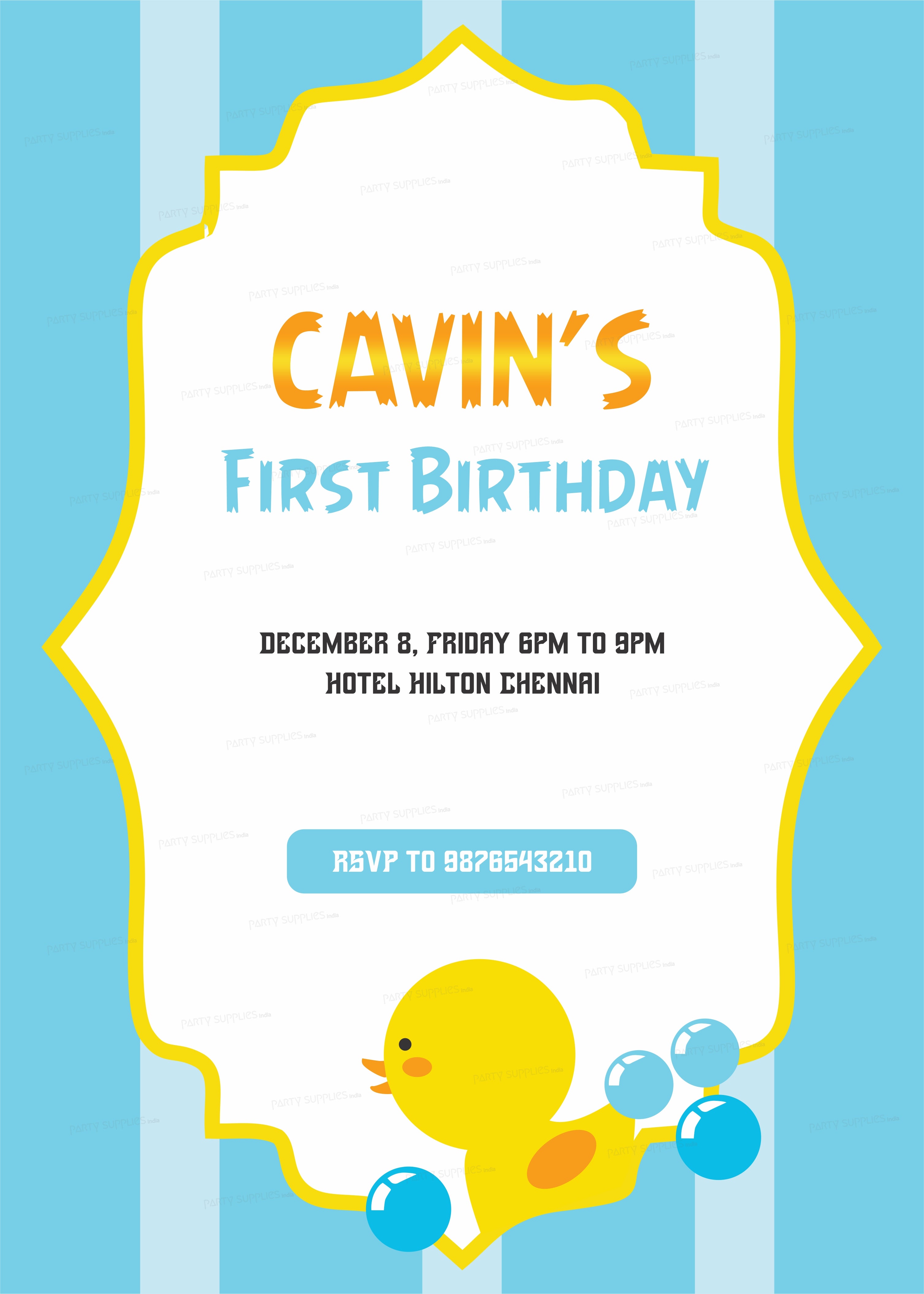 Duck Theme Boy Personalized Invite