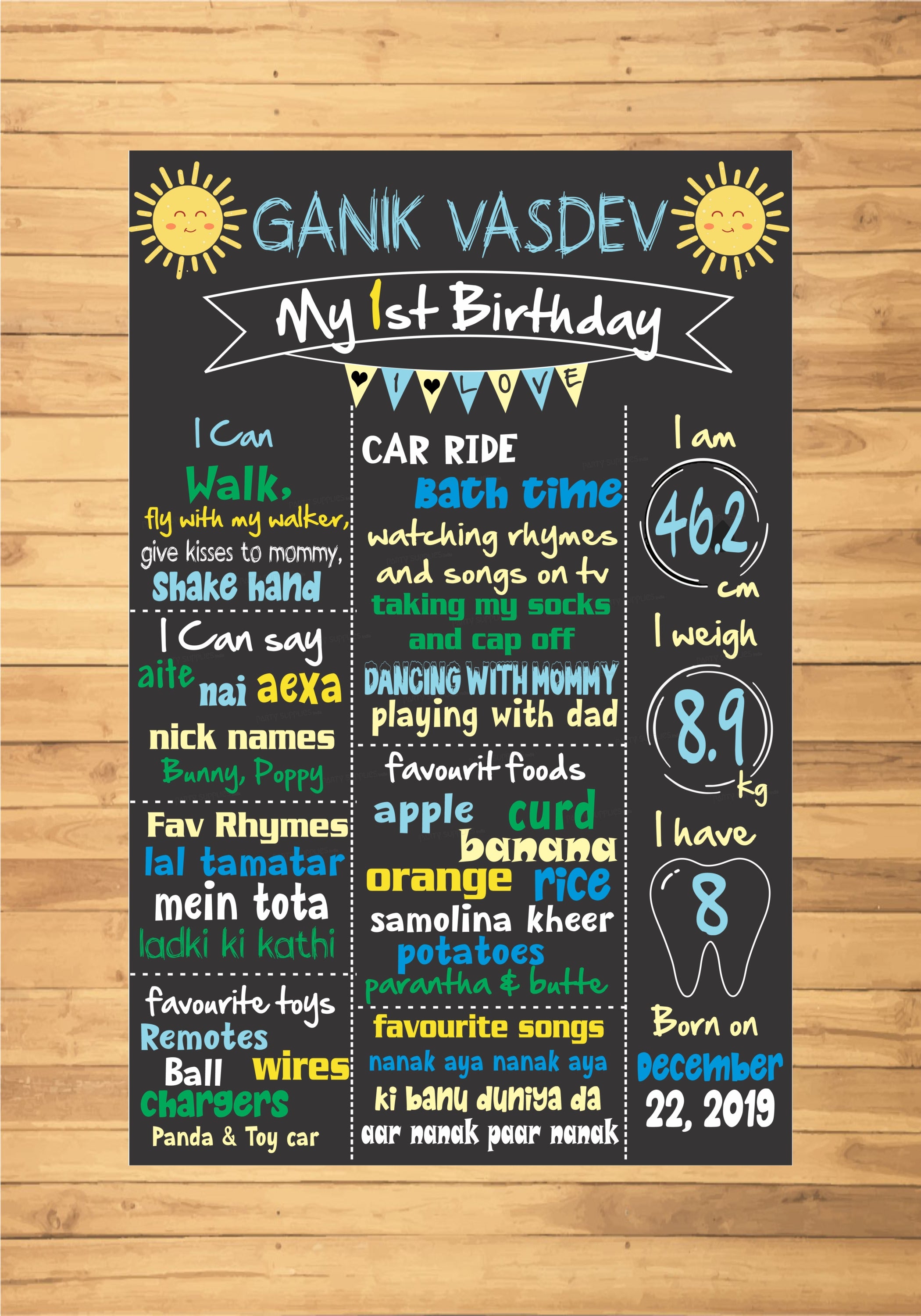 Sunshine Theme Boy Customized Chalkboard