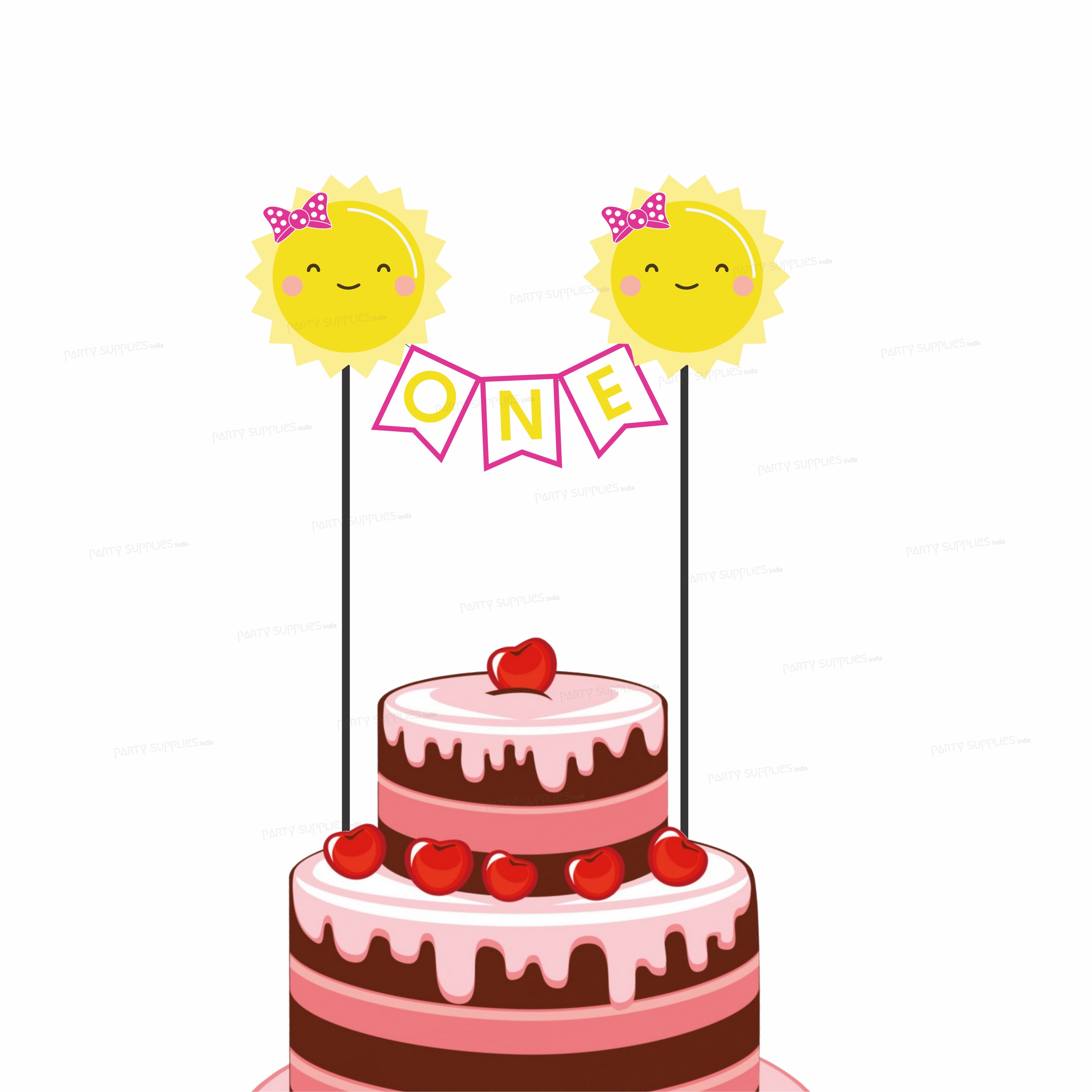 Sunshine Theme Girl Baby Age Cake Topper