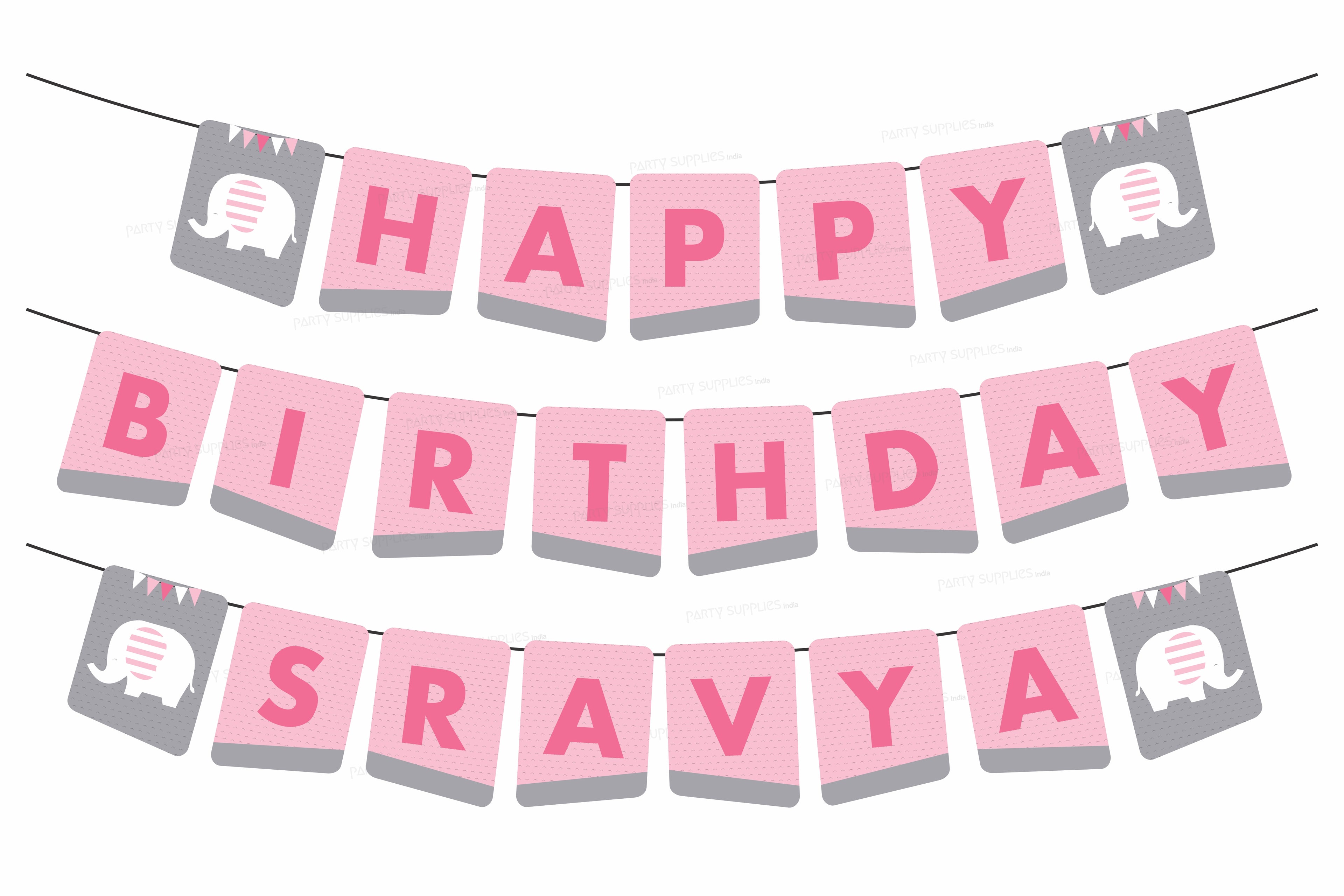 Pink Elephant Theme Personalized Hanging