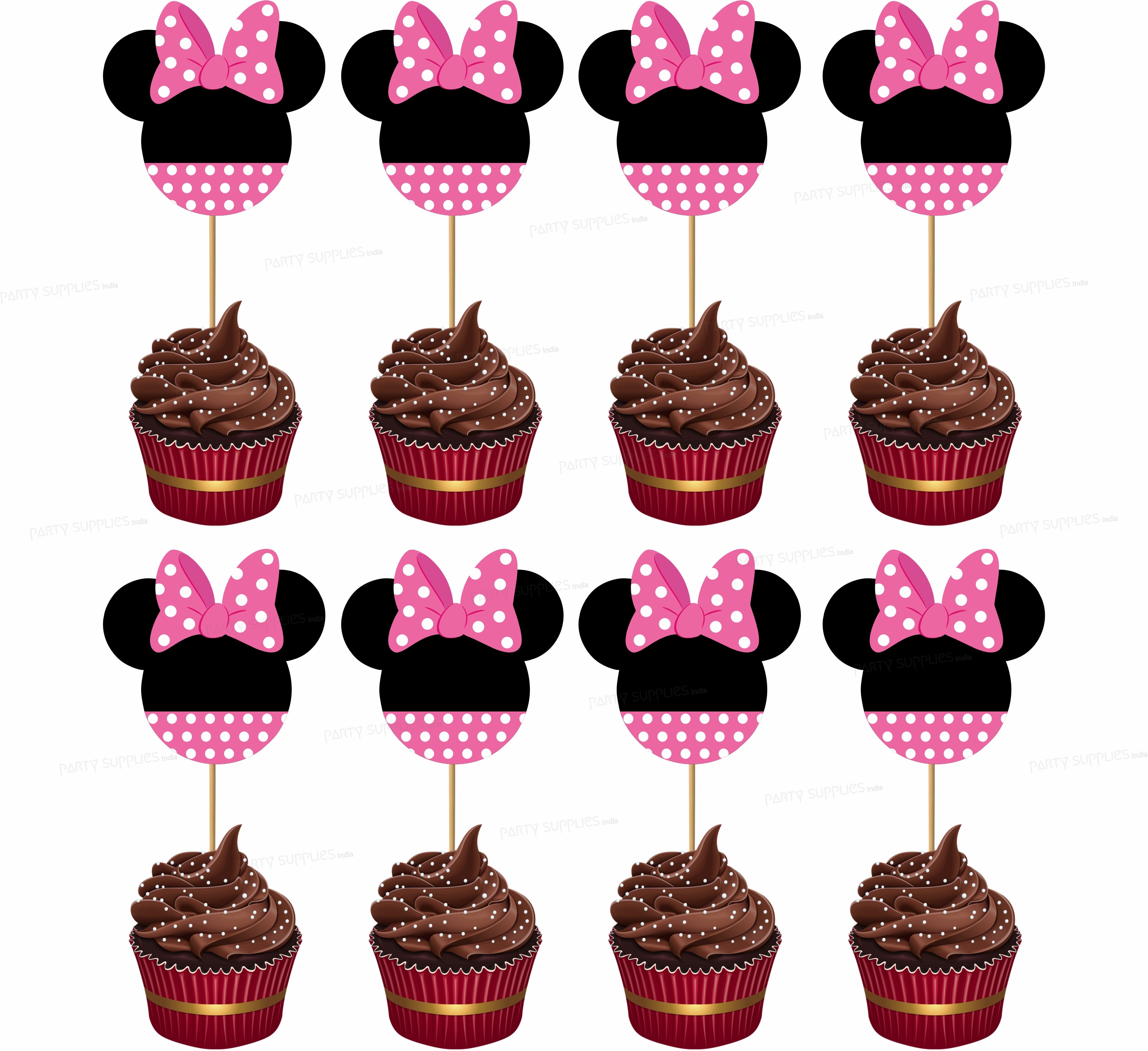Minnie Mouse Stick Theme Cupcake Topper
