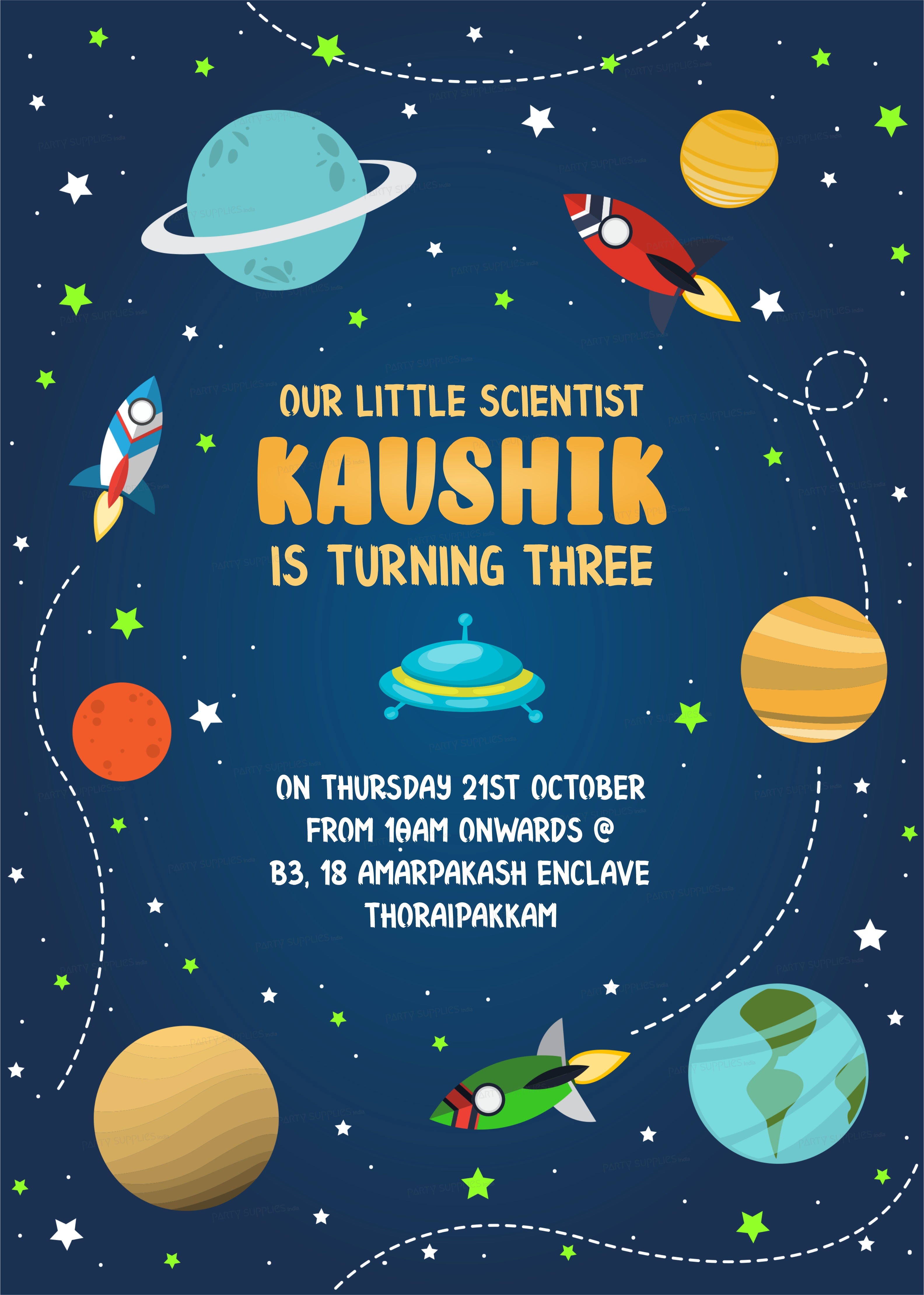 Space Theme Personalized Invite