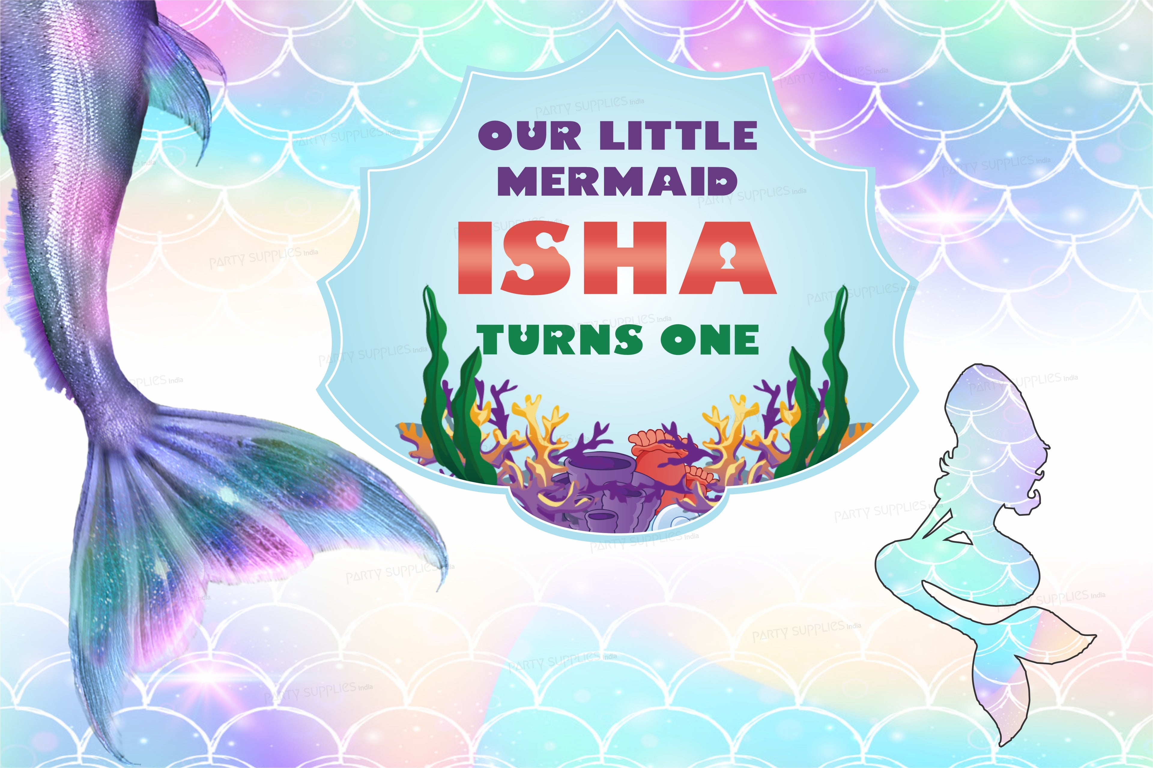 Mermaid Theme Personalized Backdrop