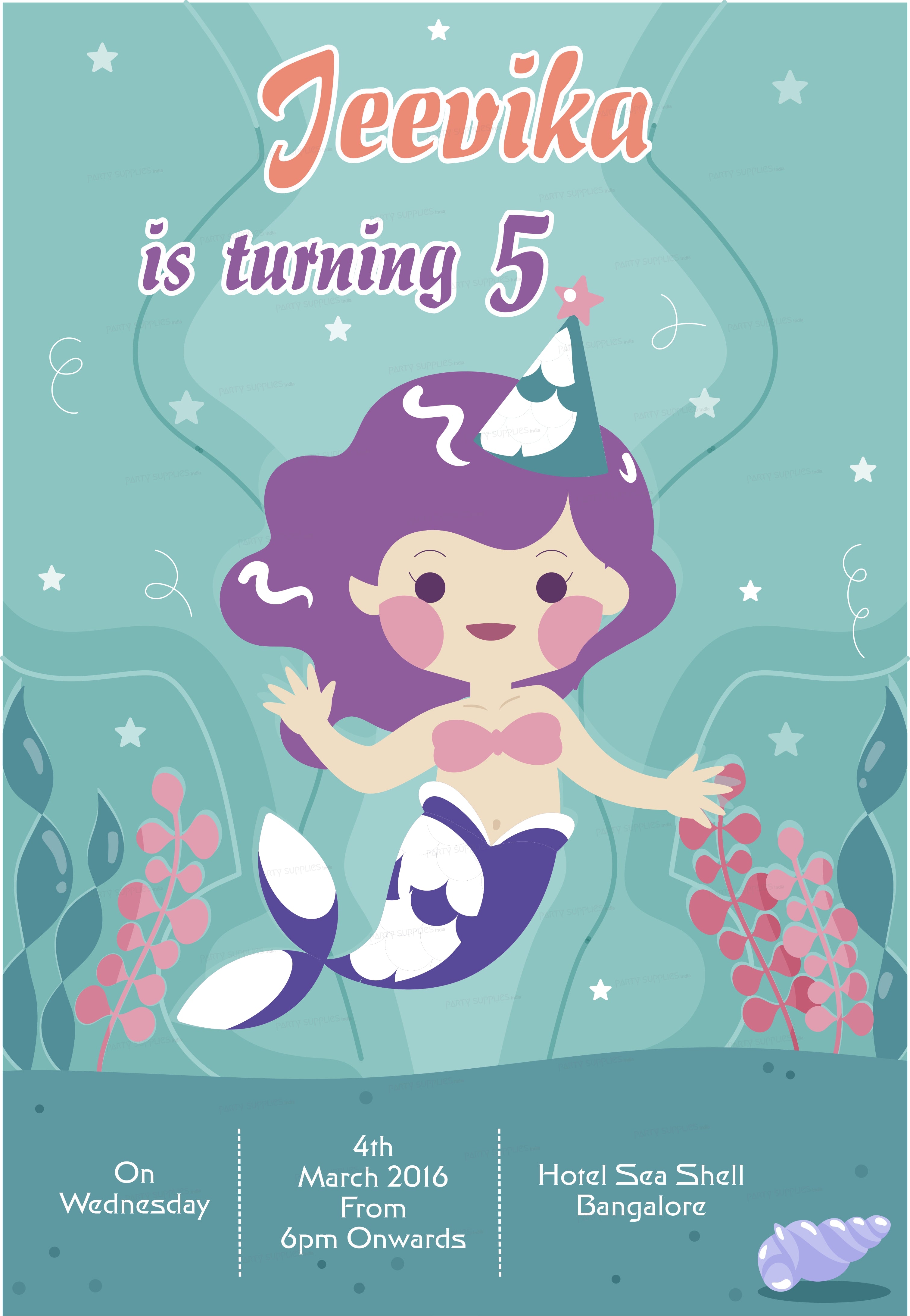 Mermaid Theme Customized Invite
