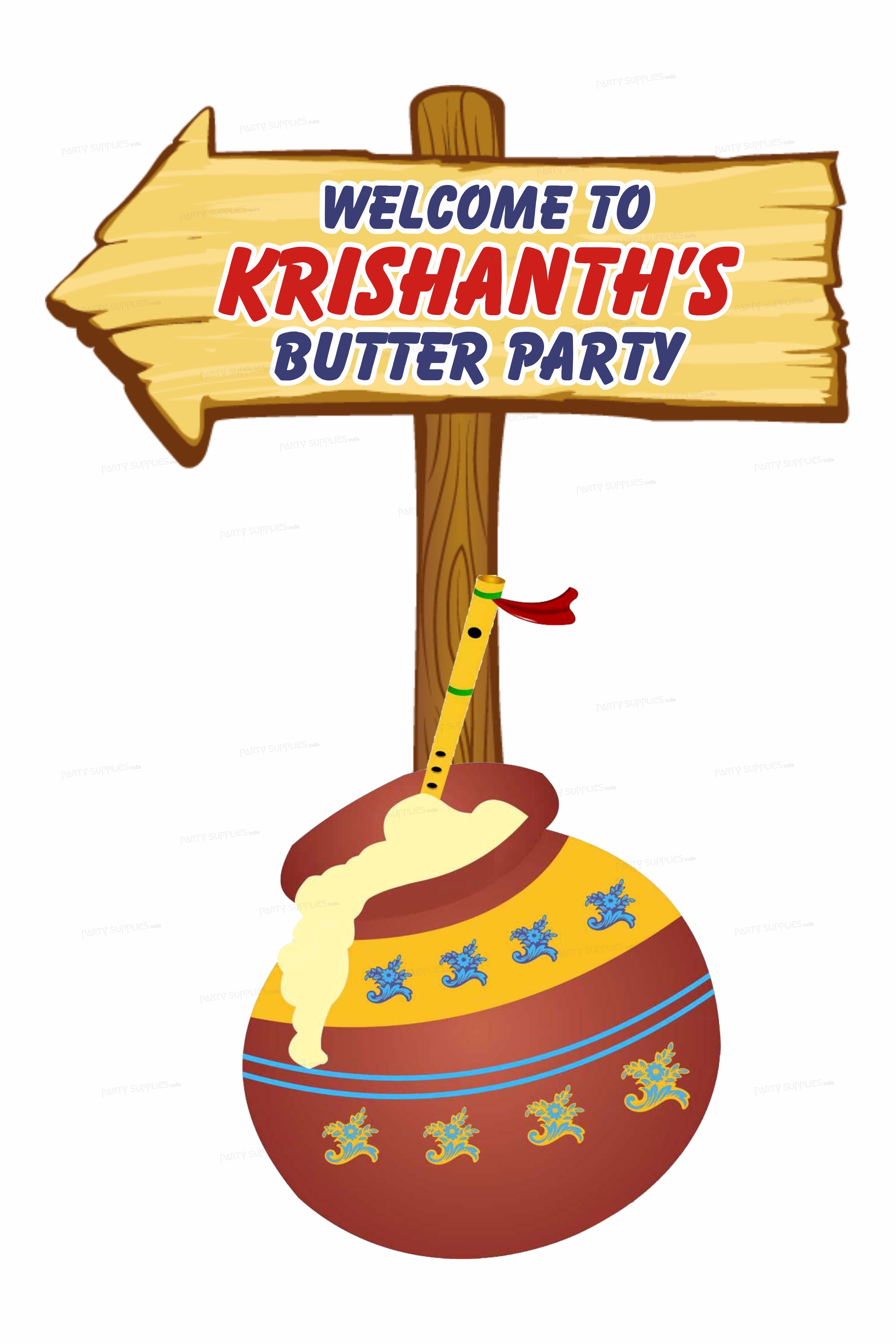 Little Krishna Pot Theme Door Poster