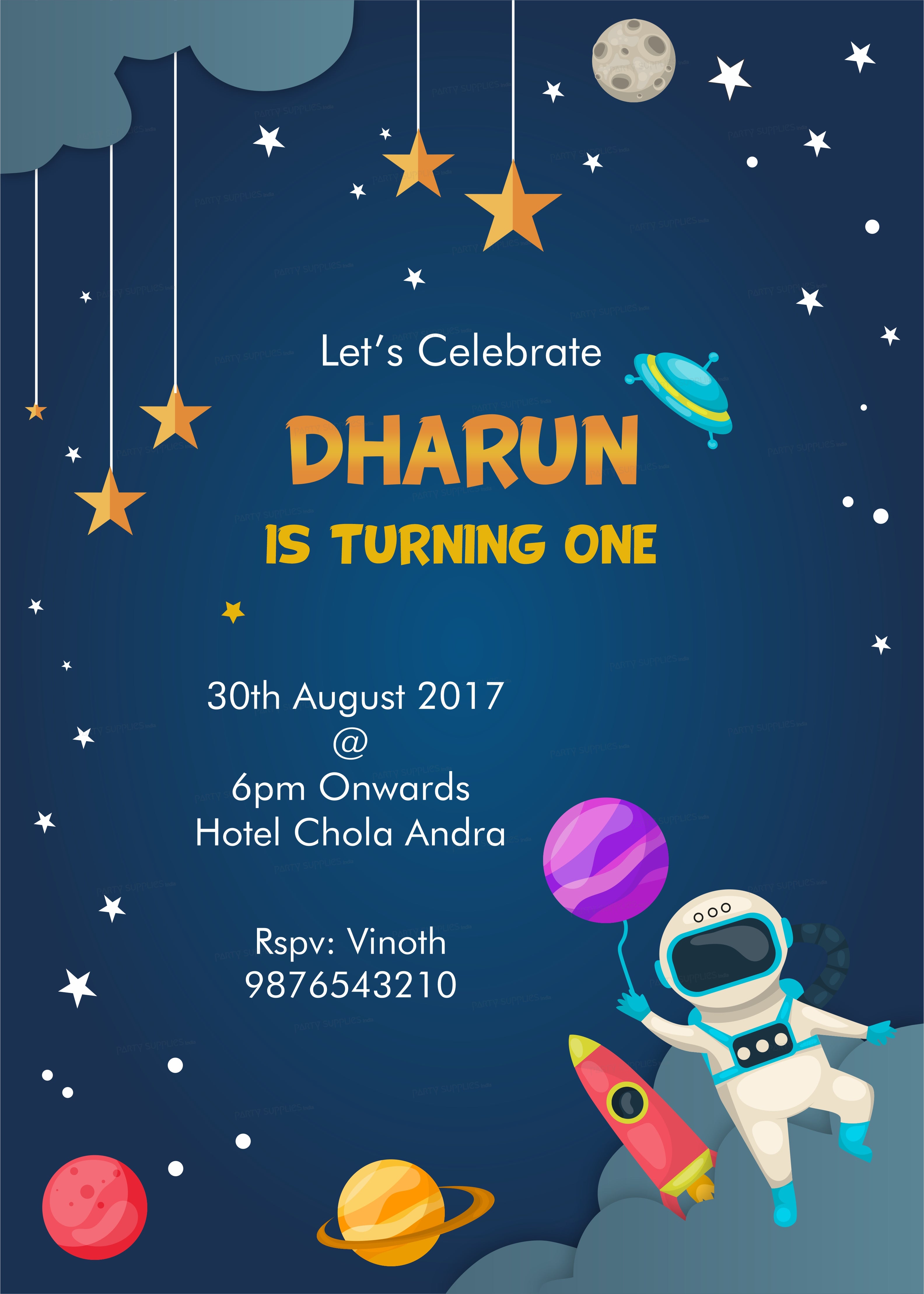 Space Theme Customized Invite
