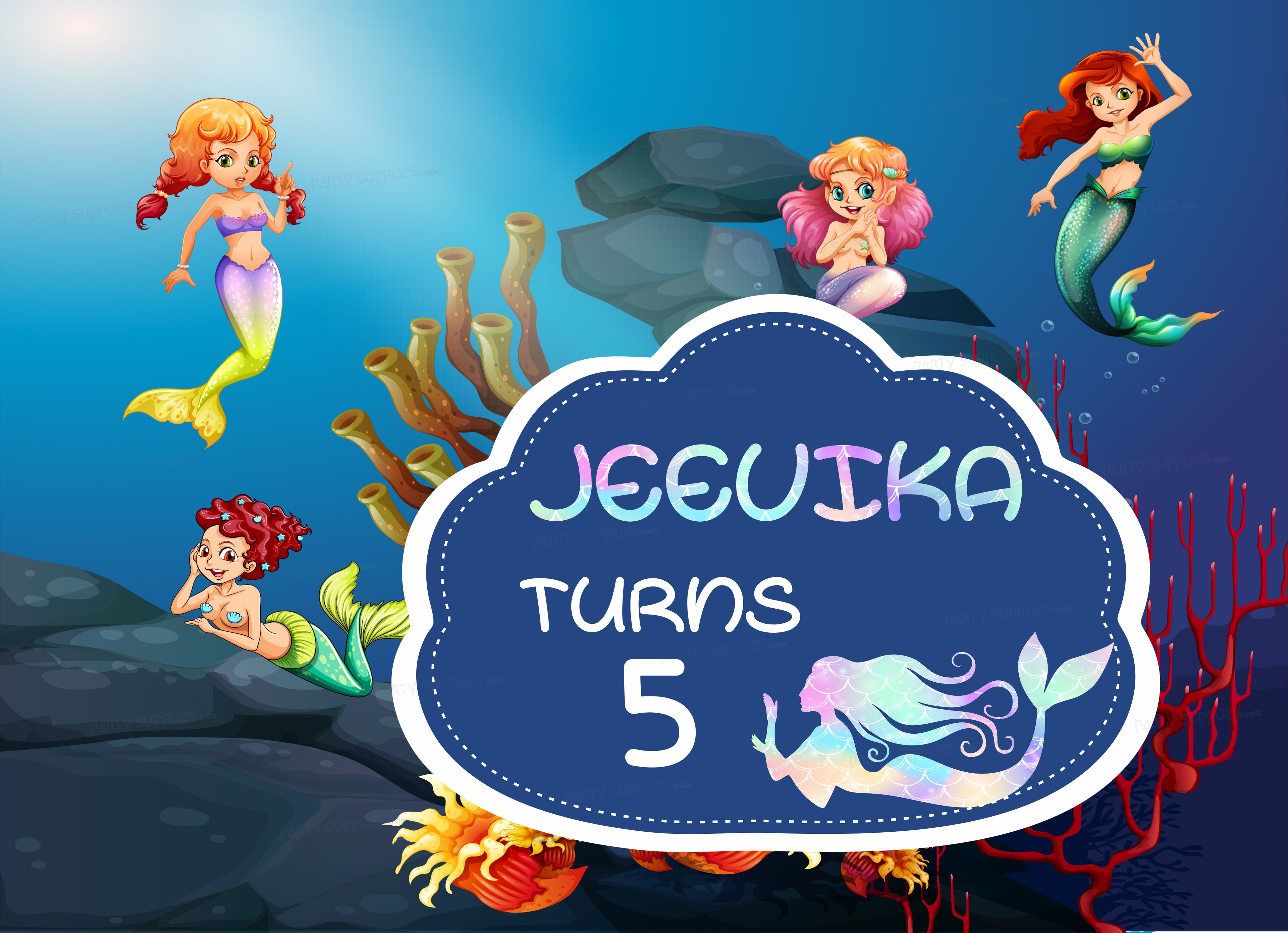 Mermaid Theme Customized Backdrop