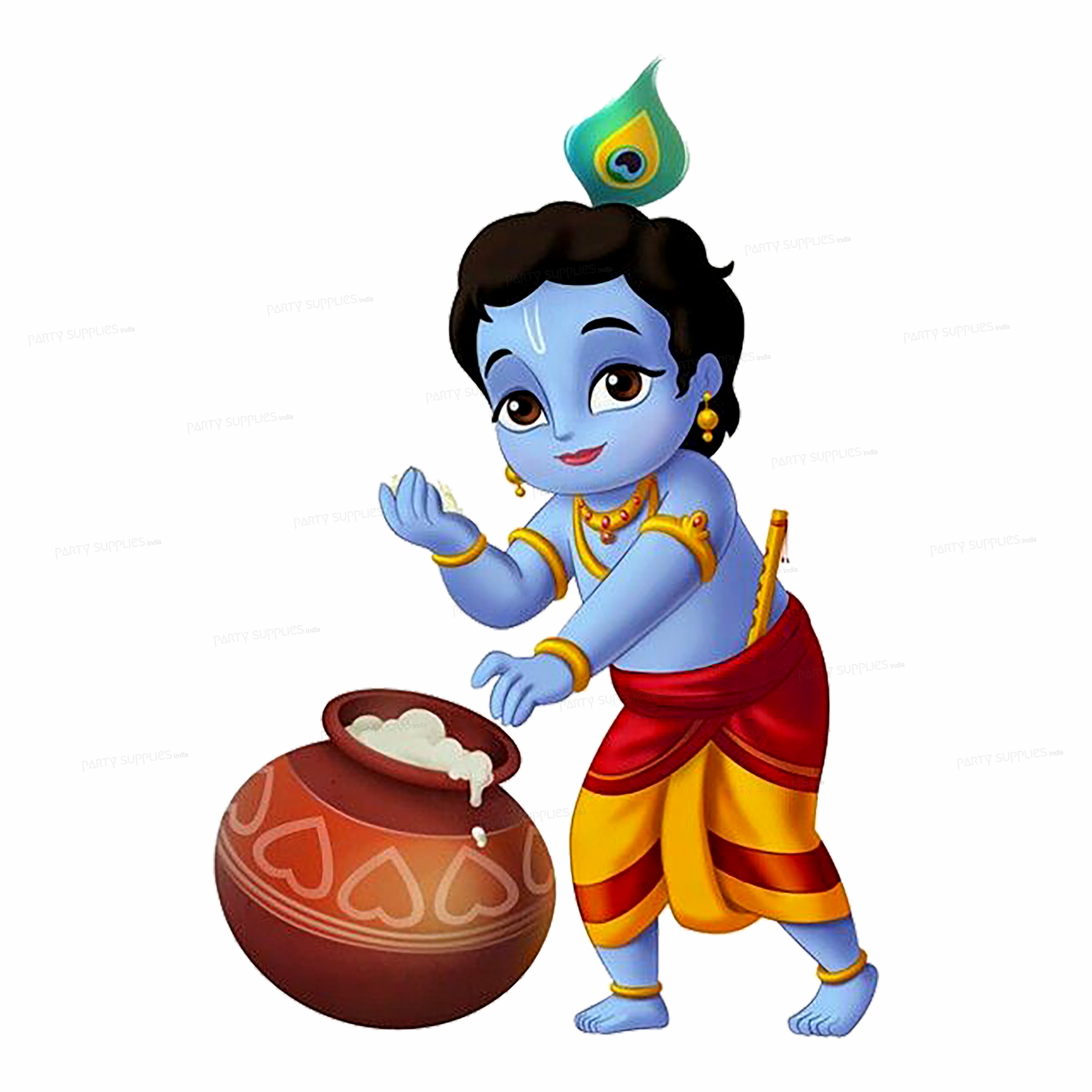 Little Krishna with Pot Theme cutout
