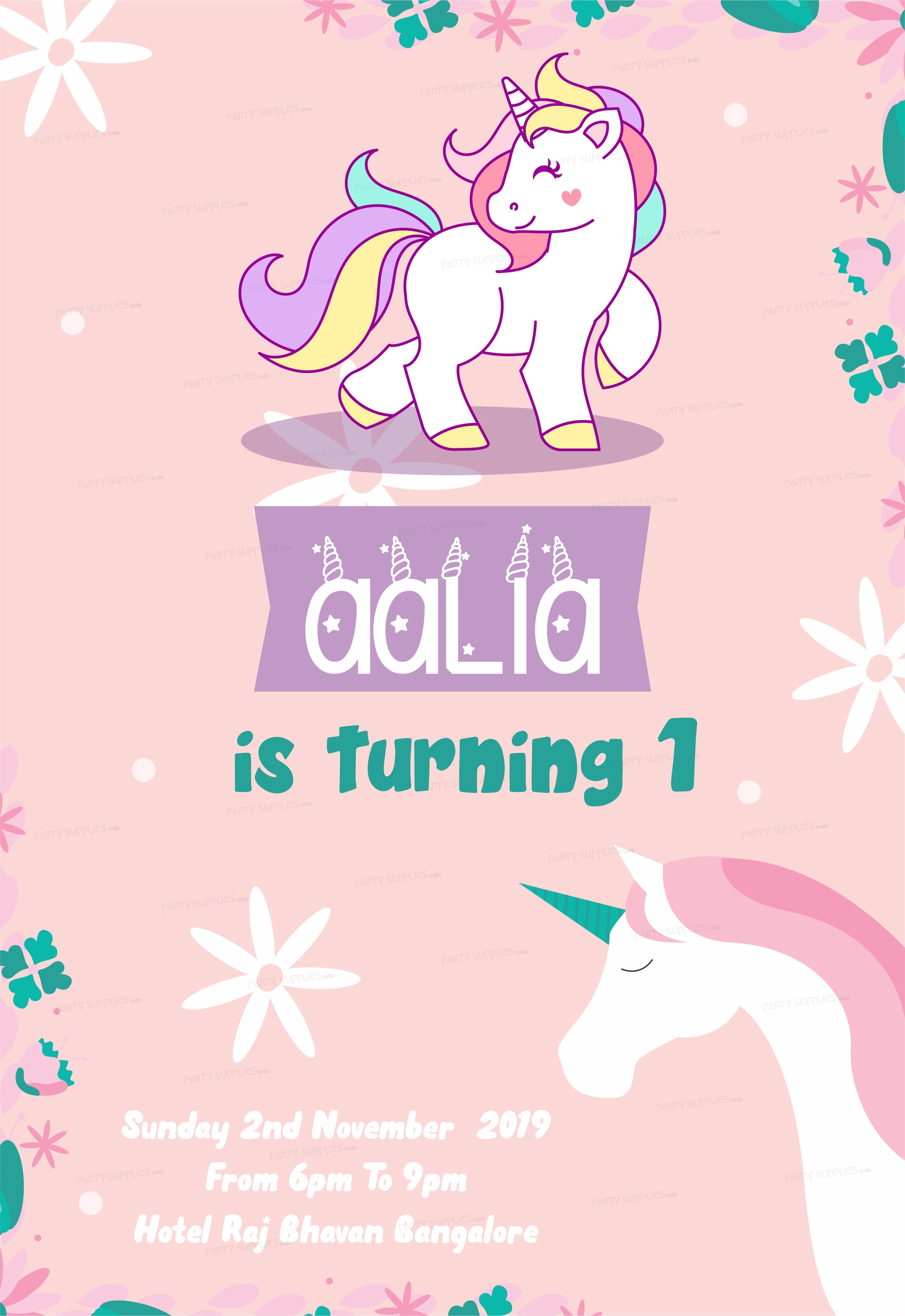 Unicorn Theme Customized Invite