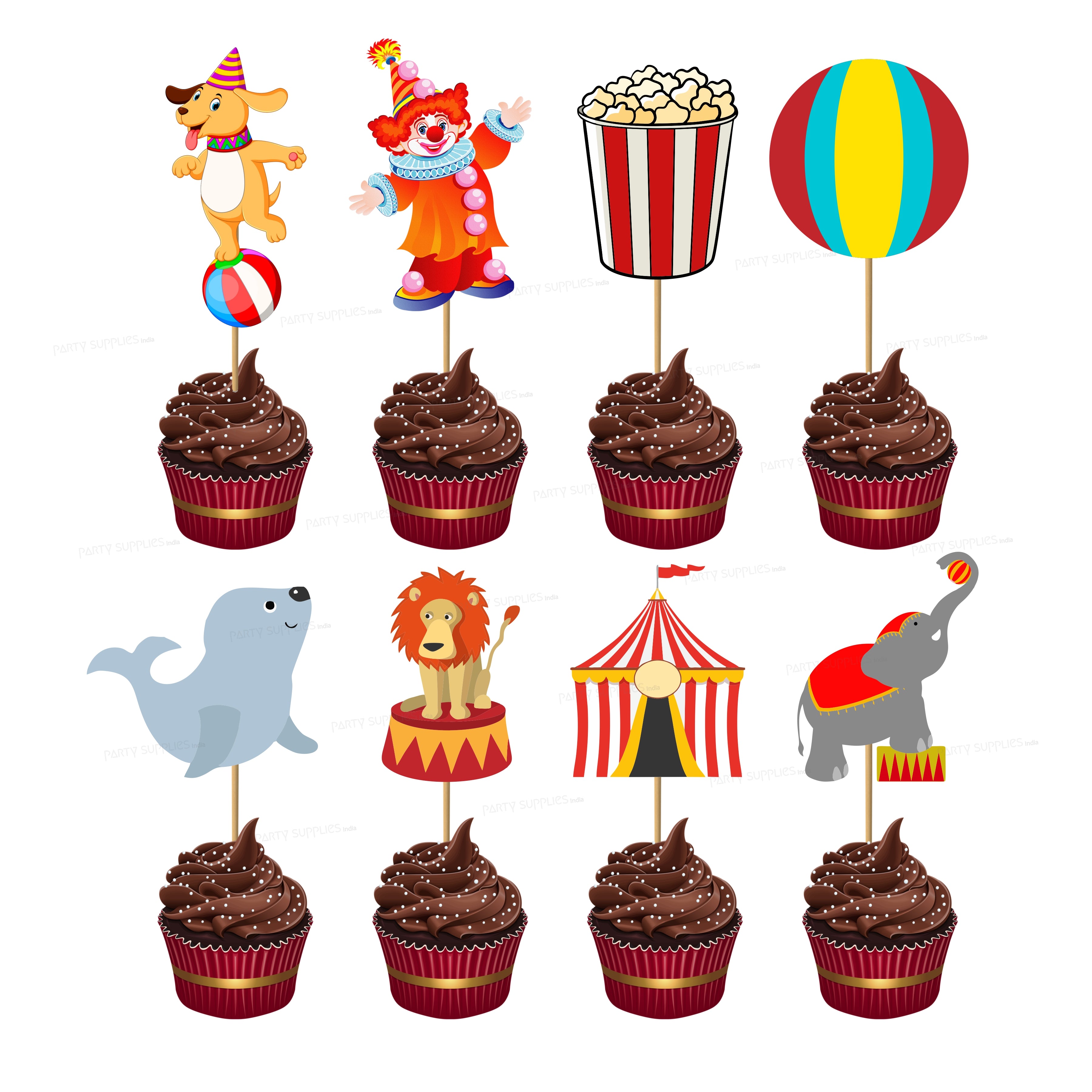 Circus Theme Personalized Cup Cake Topper