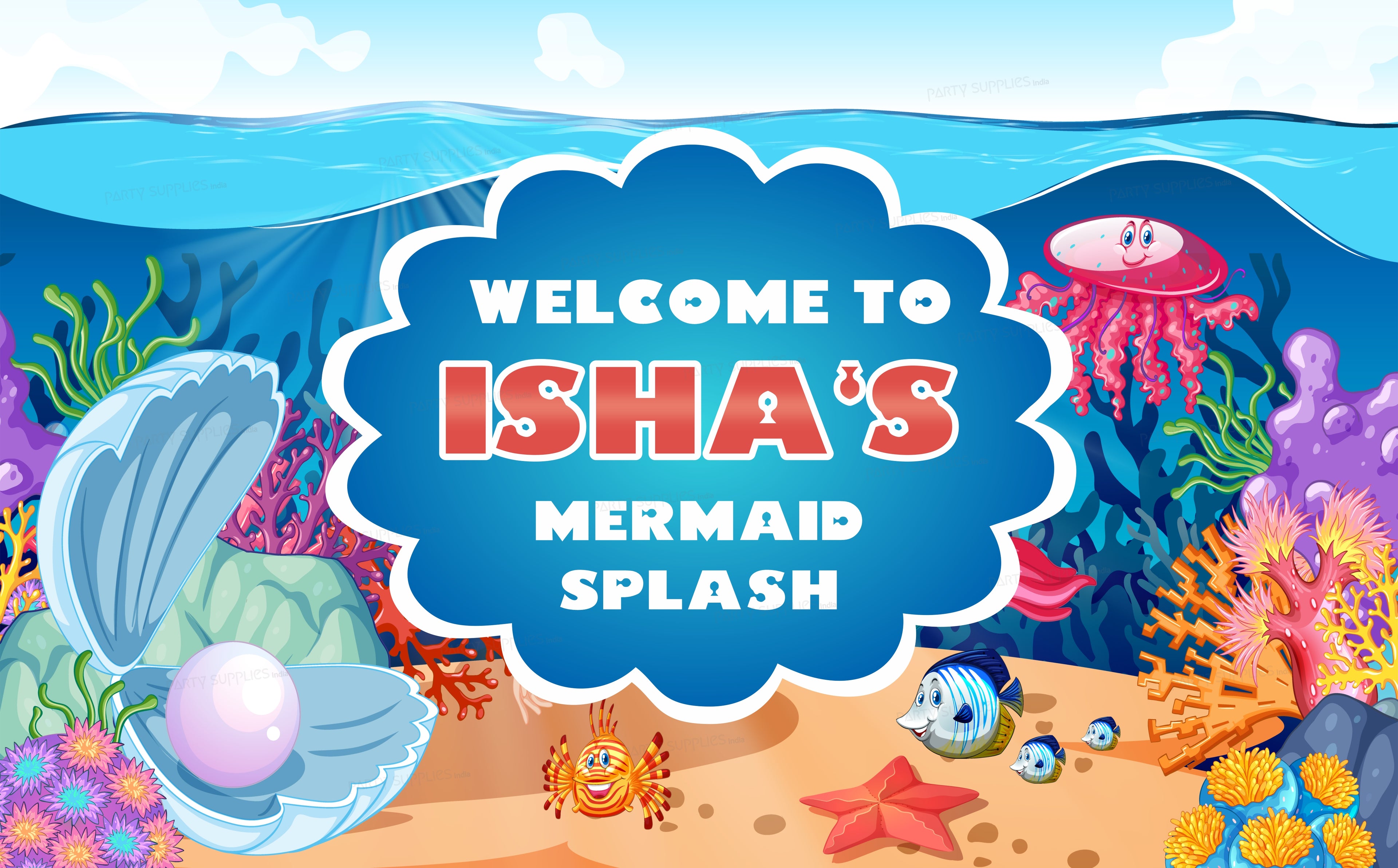 Mermaid Theme Customized Welcome Board