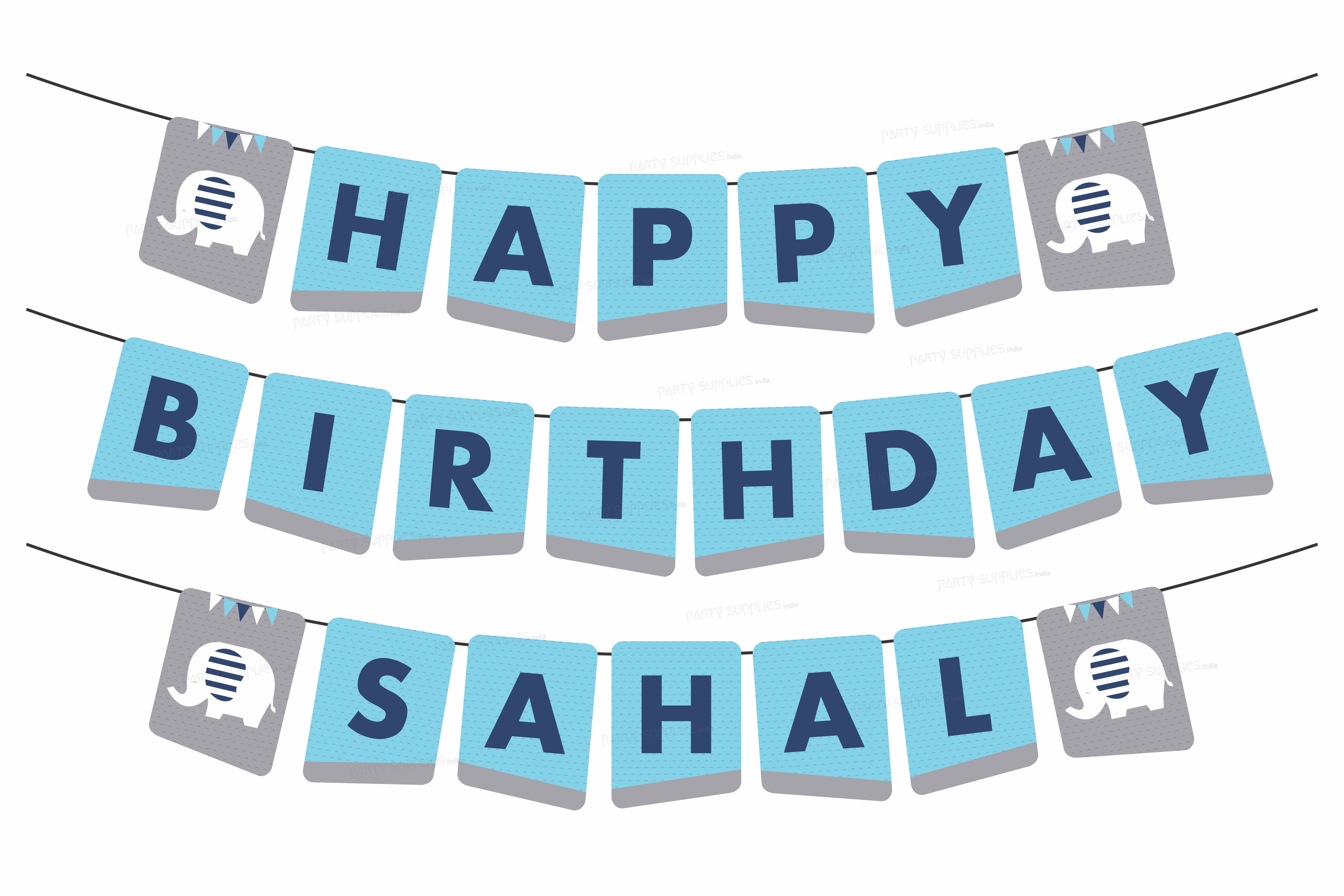 Blue Elephant Theme Personalized Hanging