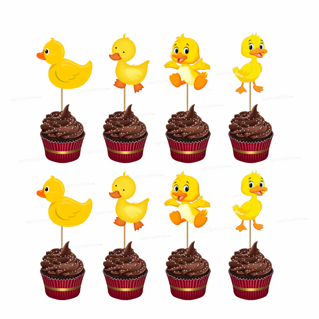PSI Duck Theme Girl Yellow Cupcake Topper