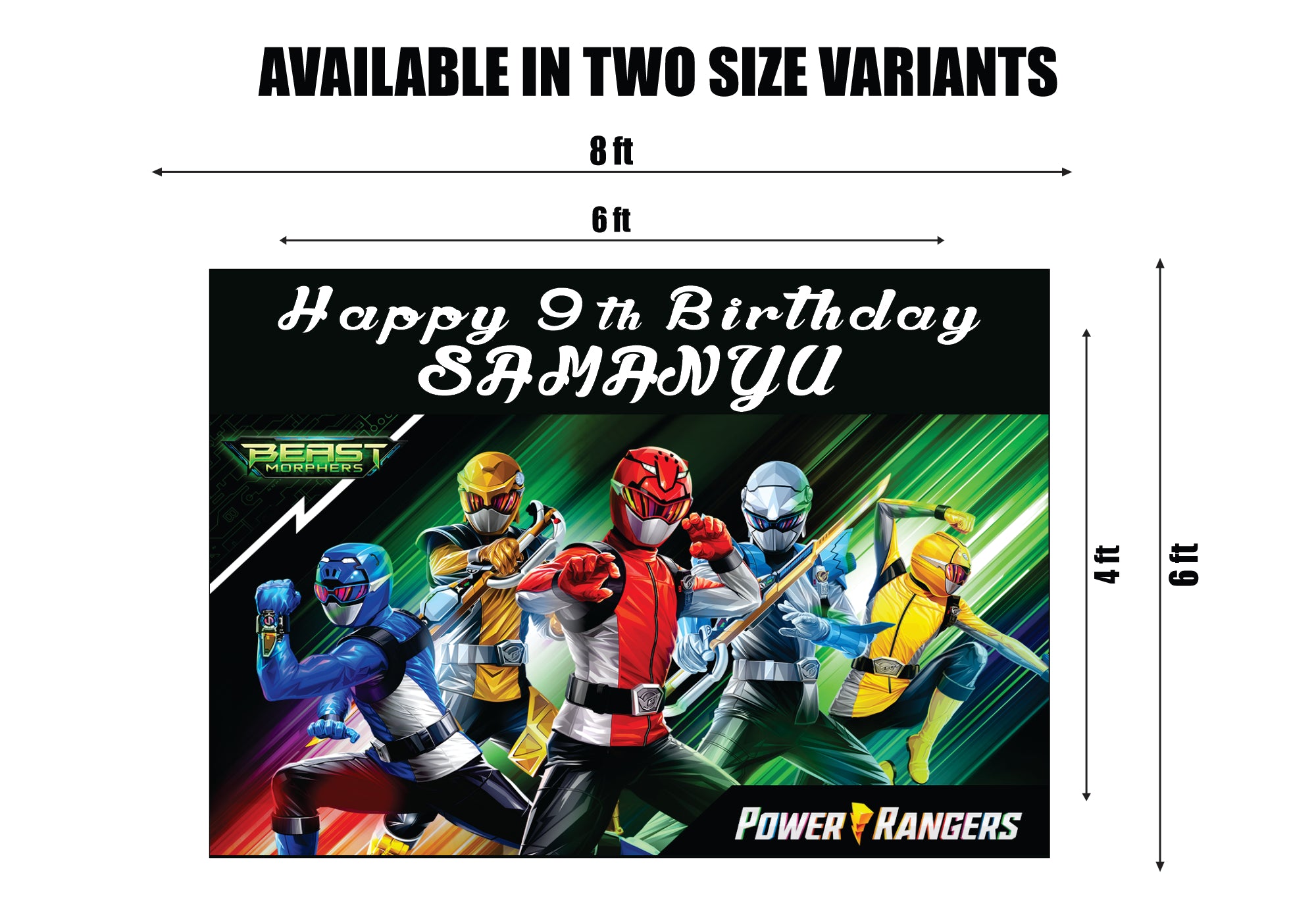 Power Rangers Theme Personalized Backdrop
