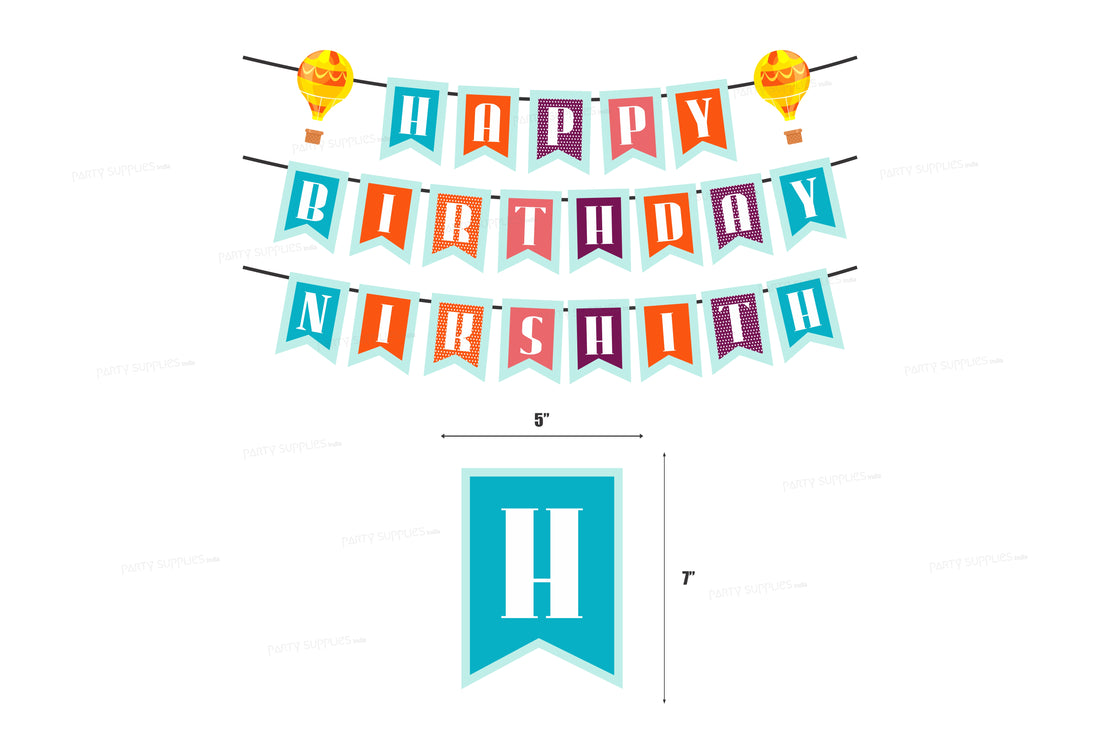 Hot Air Theme Boy Personalized with Baby Name Hanging