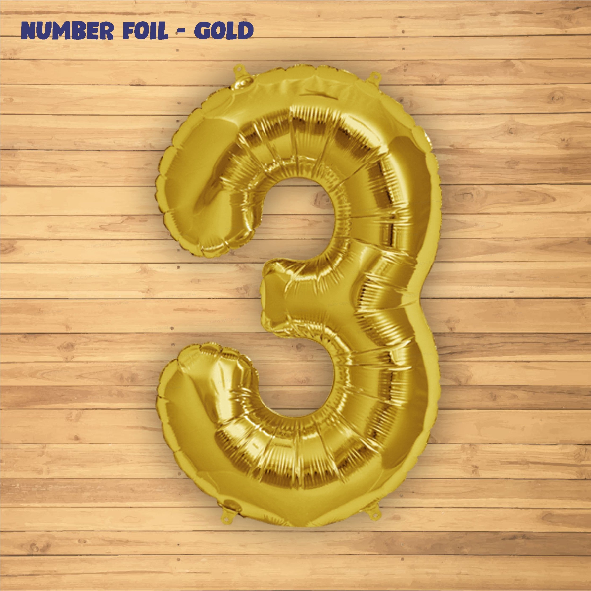 Number 3 Premium Gold Foil Balloon