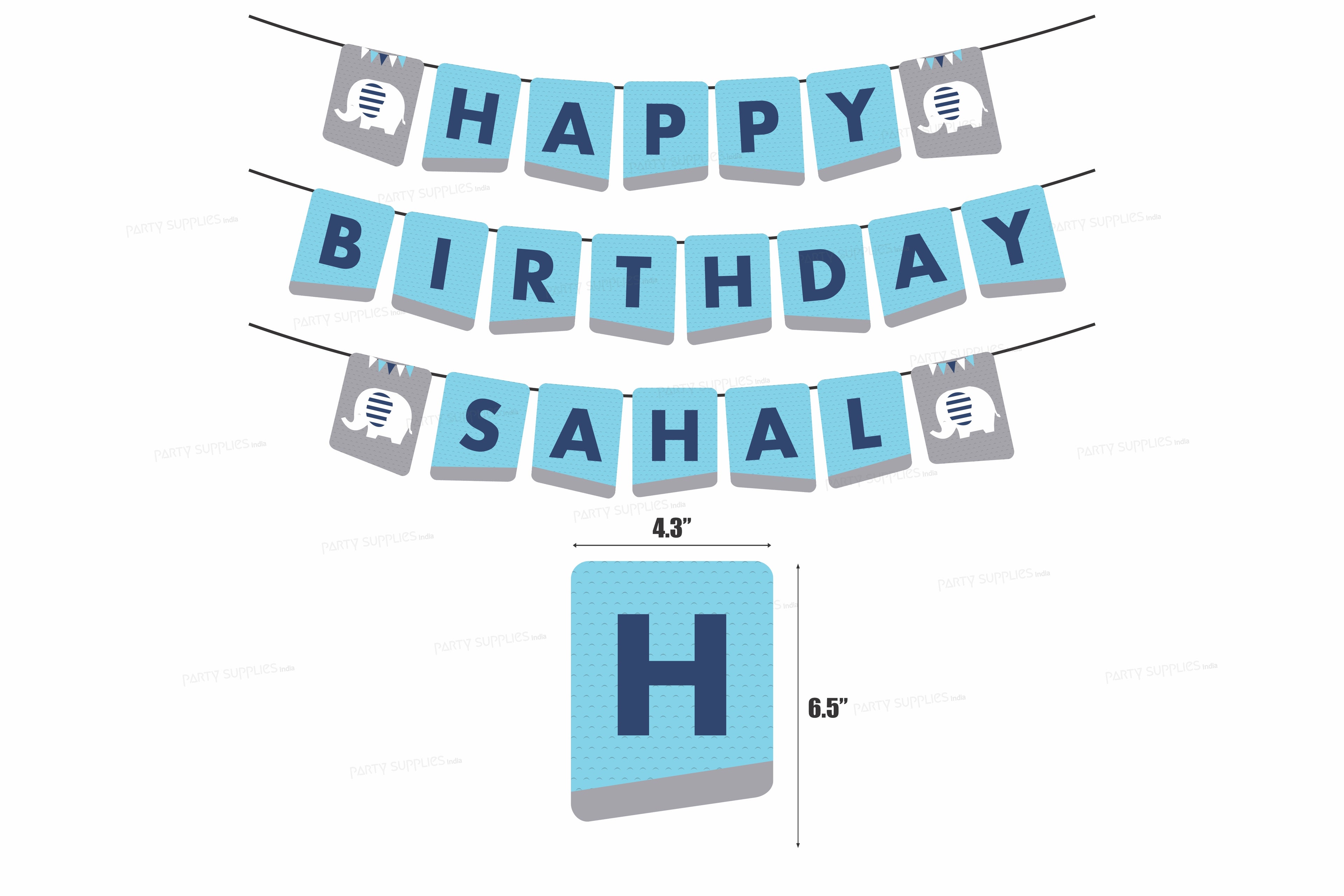 Blue Elephant Theme Personalized Hanging