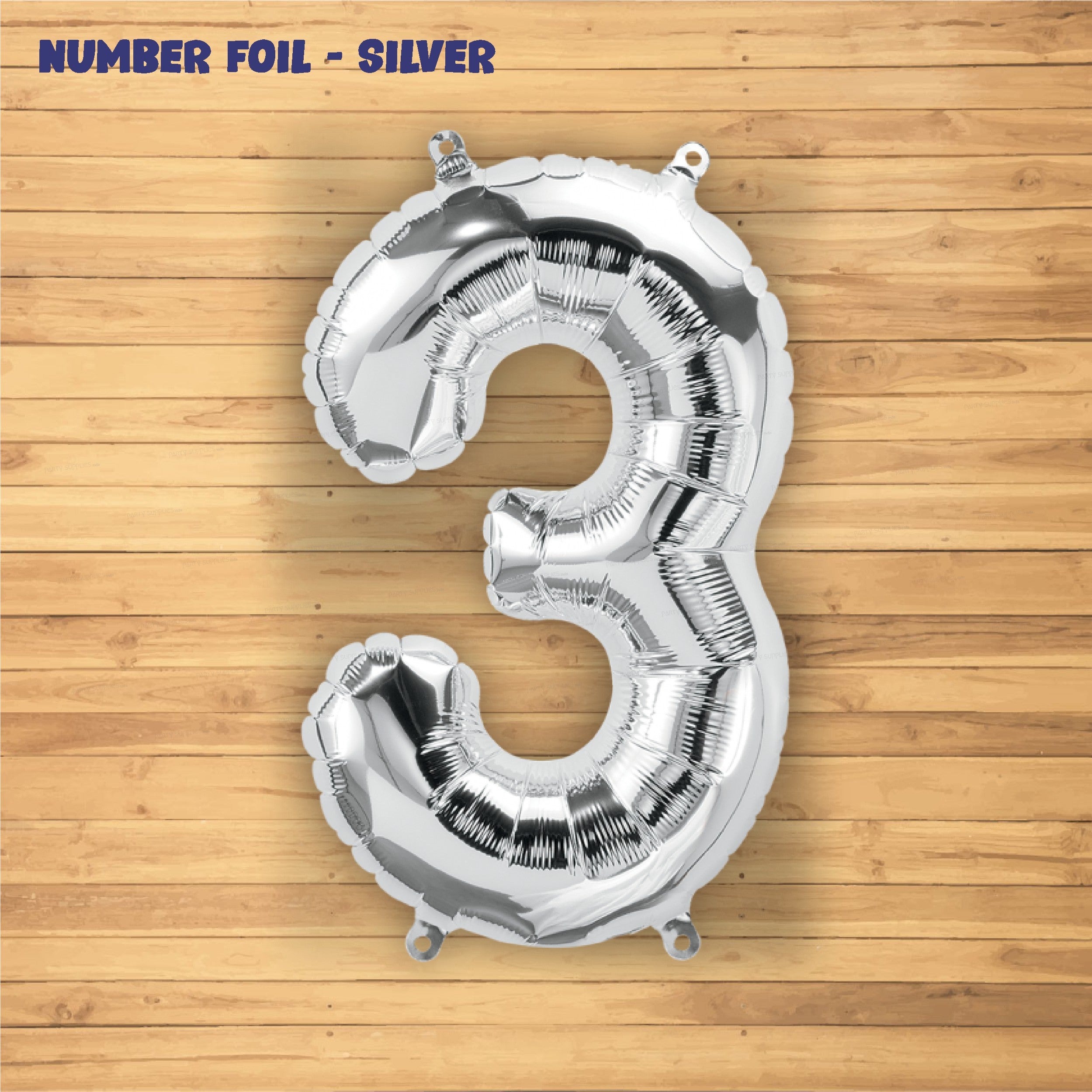 Number 3 Premium Silver Foil Balloon