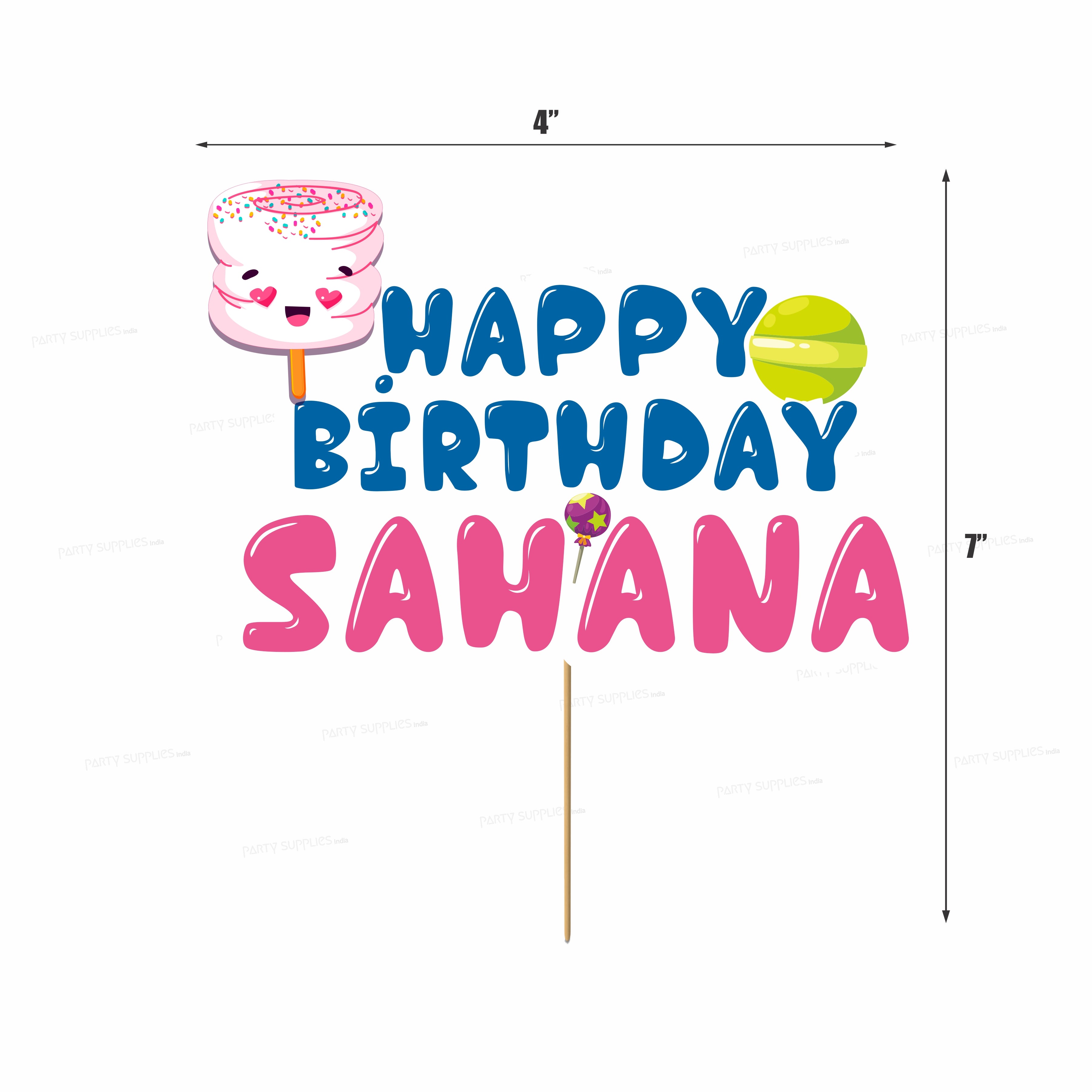 Candy Theme Cake topper with Name