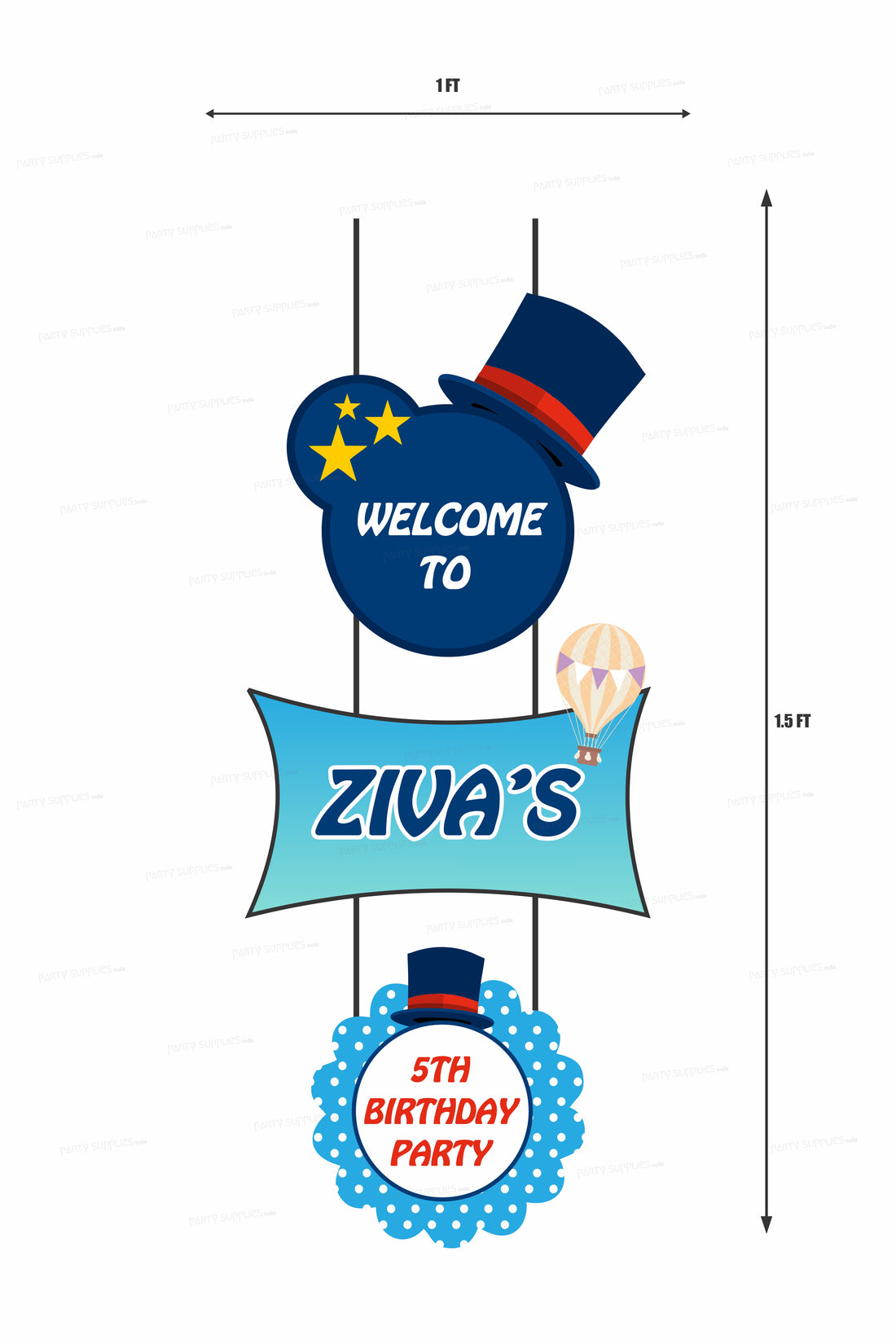 Hot Air Theme girl Personalized Door Poster