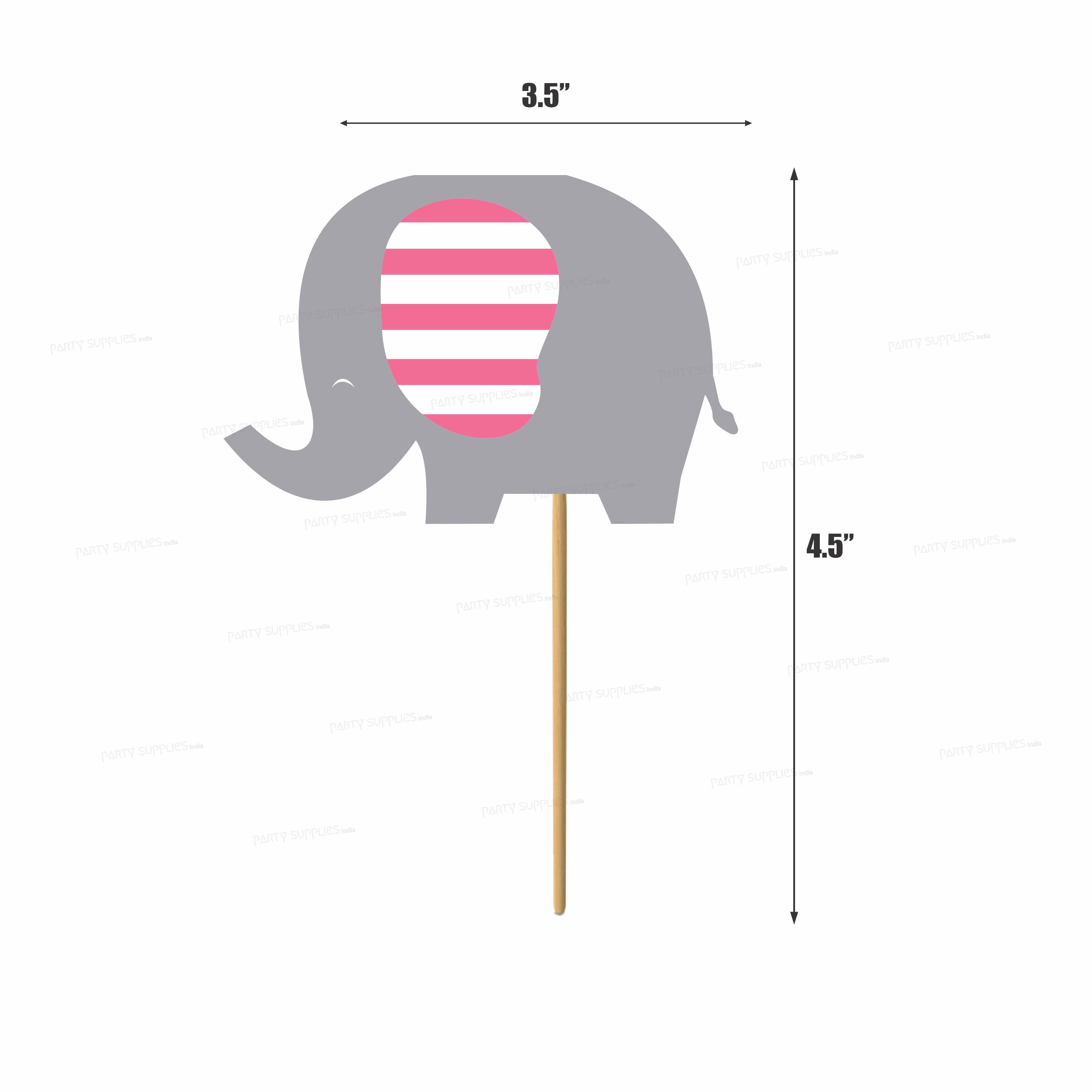 Pink Elephant Theme Customized Cup Cake Topper