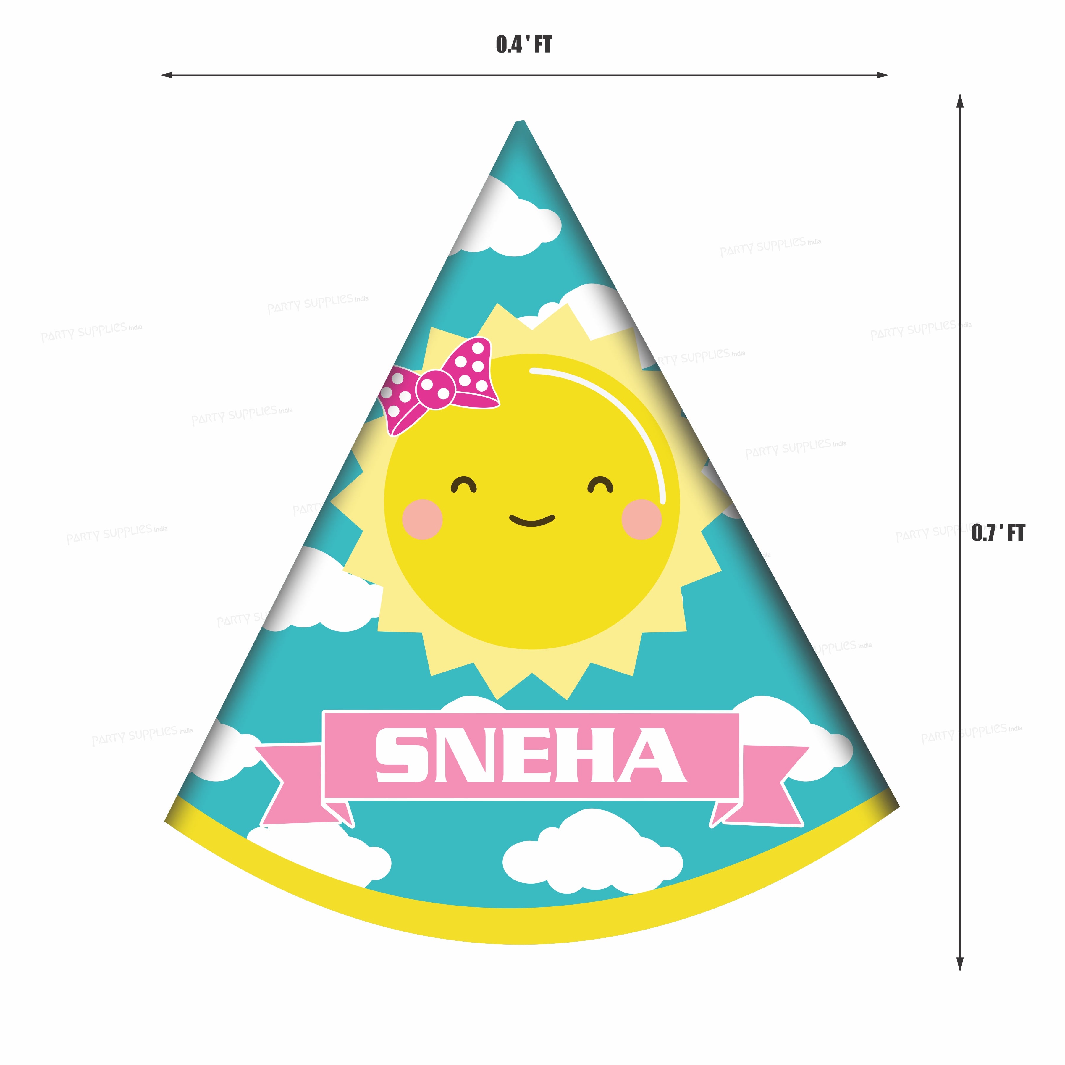 Sunshine Theme Girl Personalized with Name Hat