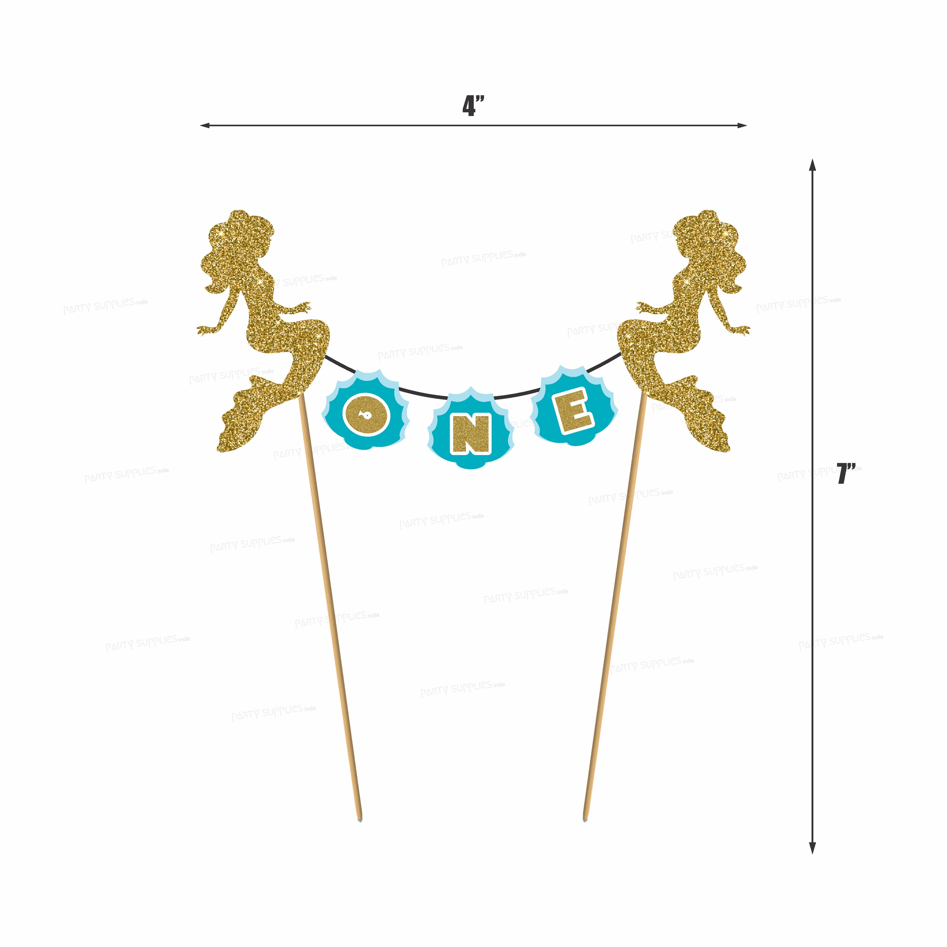 Mermaid Theme Customized with Baby Age Cake Topper