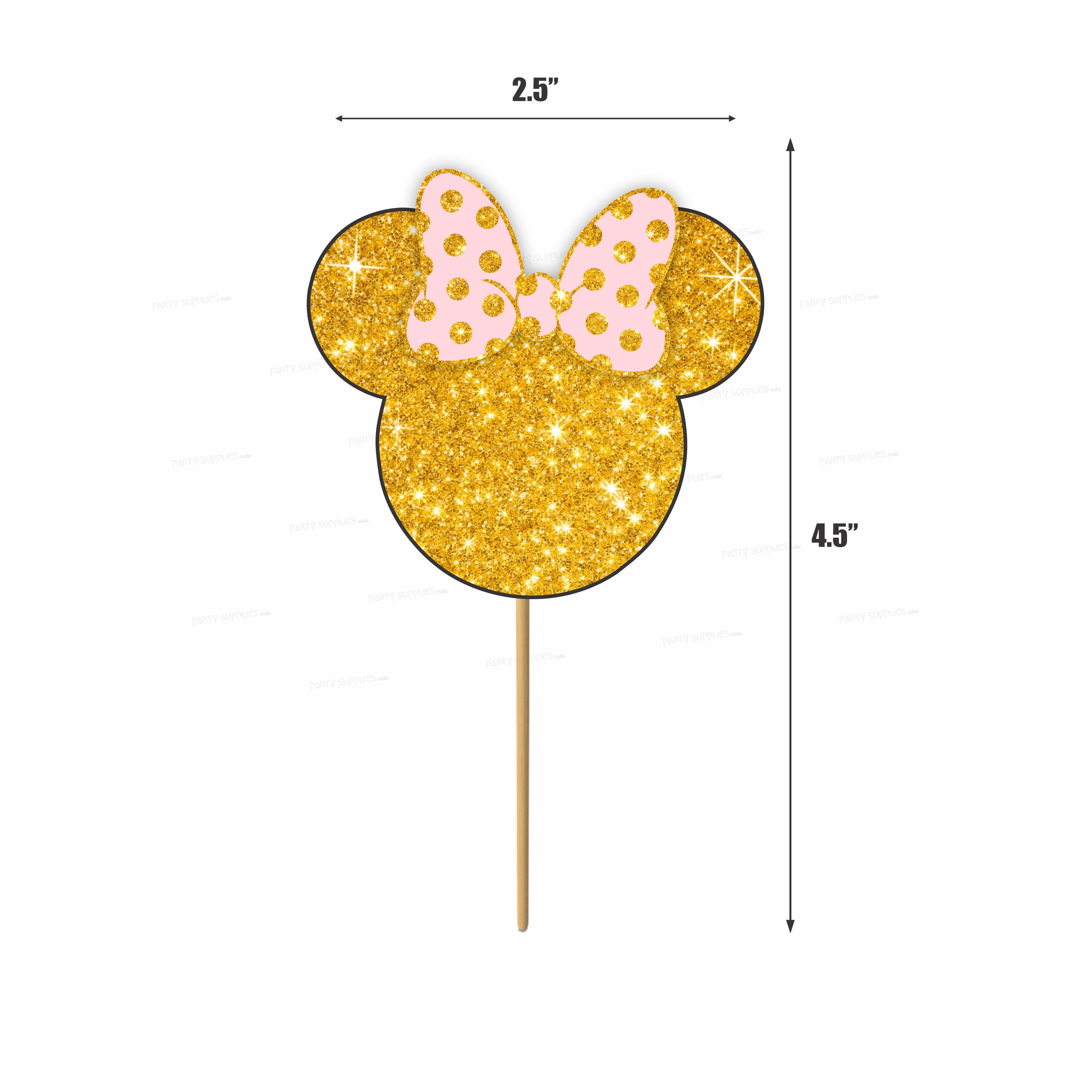 Minnie Mouse Theme Golden Cupcake Topper