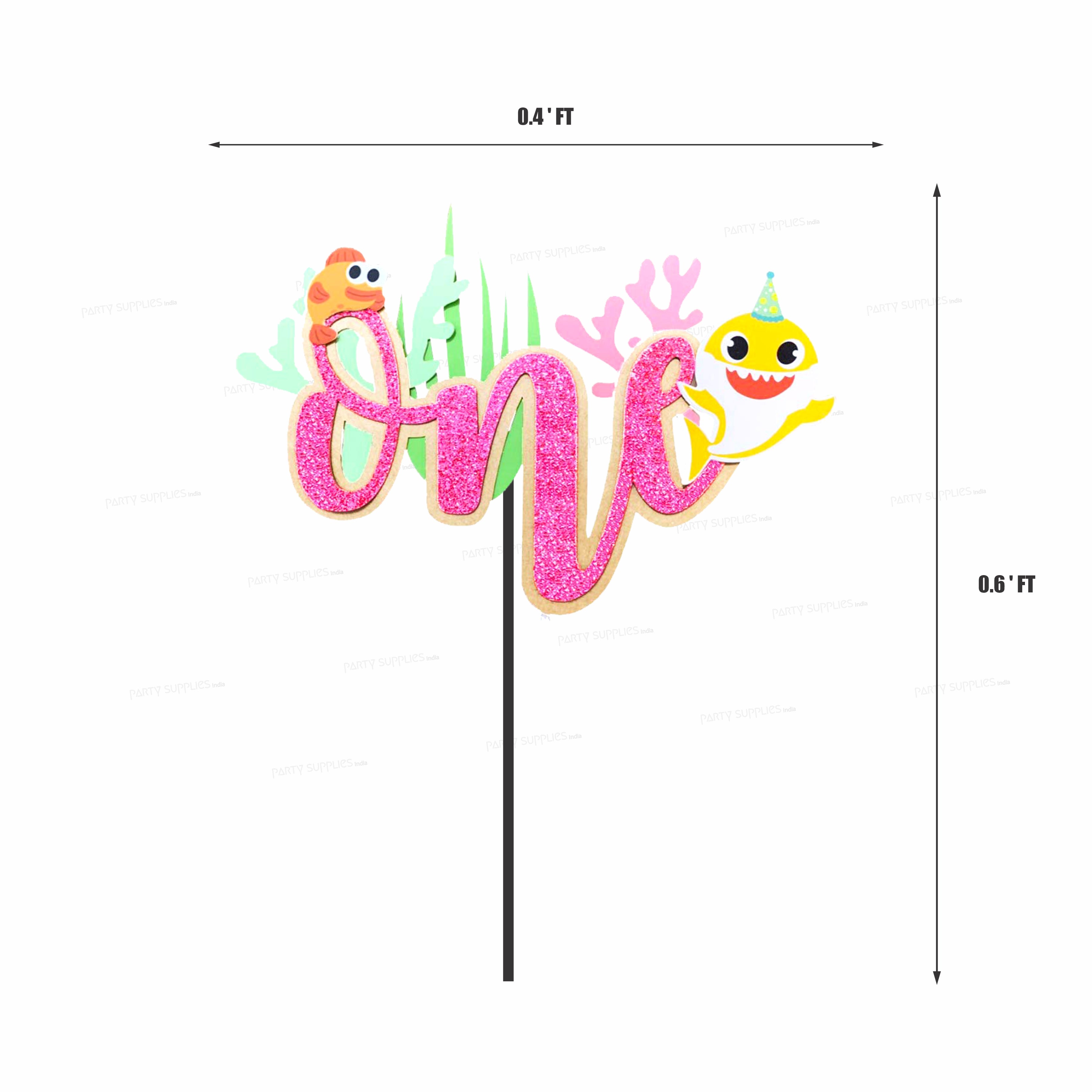 Shark Theme Girl Personalized Cake Topper