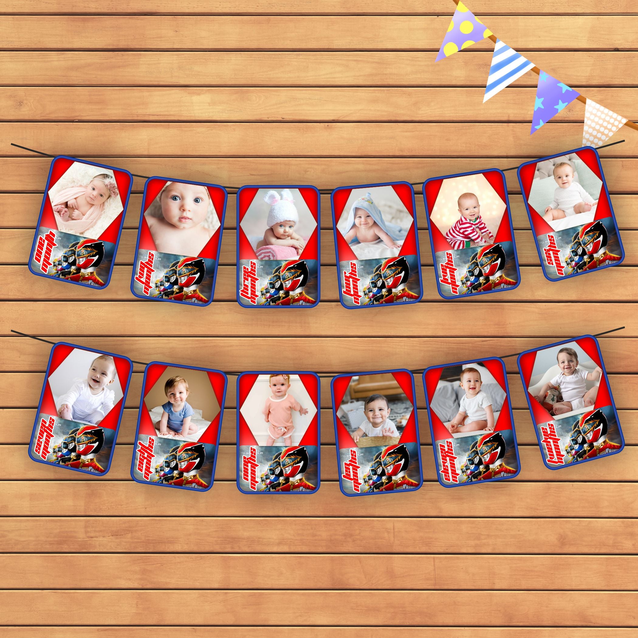 Power Rangers Theme 12 Months Photo Banner